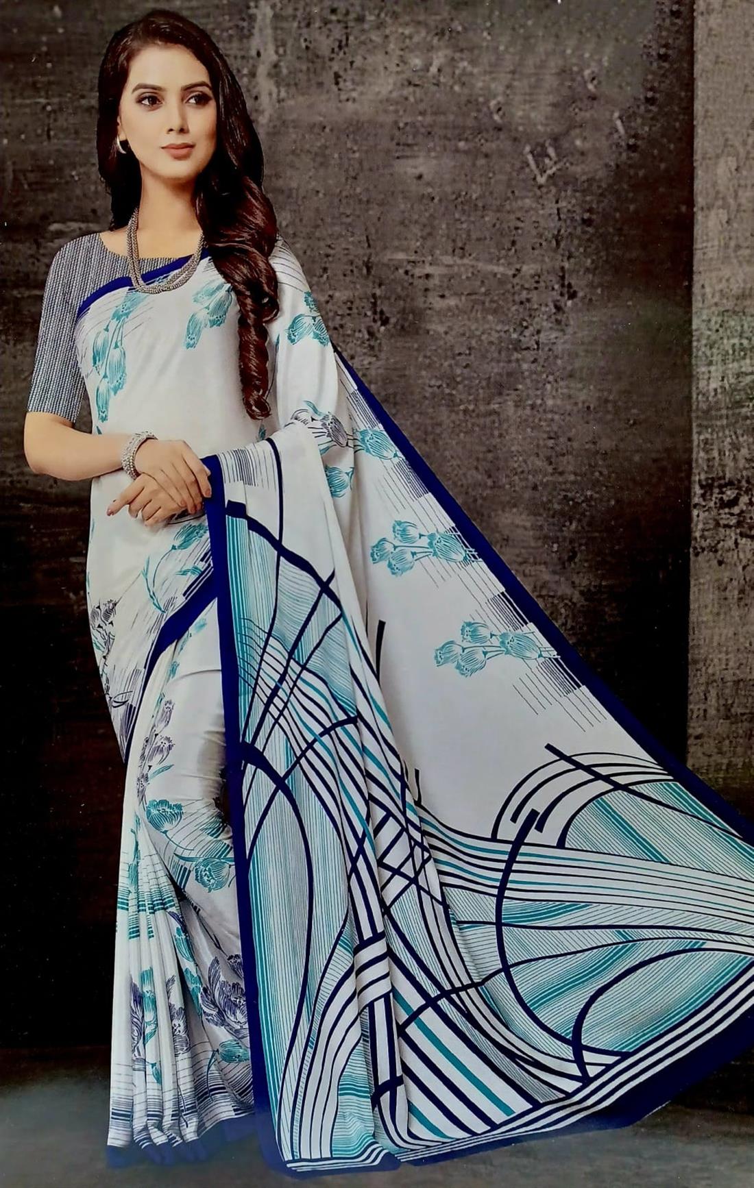 White & Blue Silk Sarees