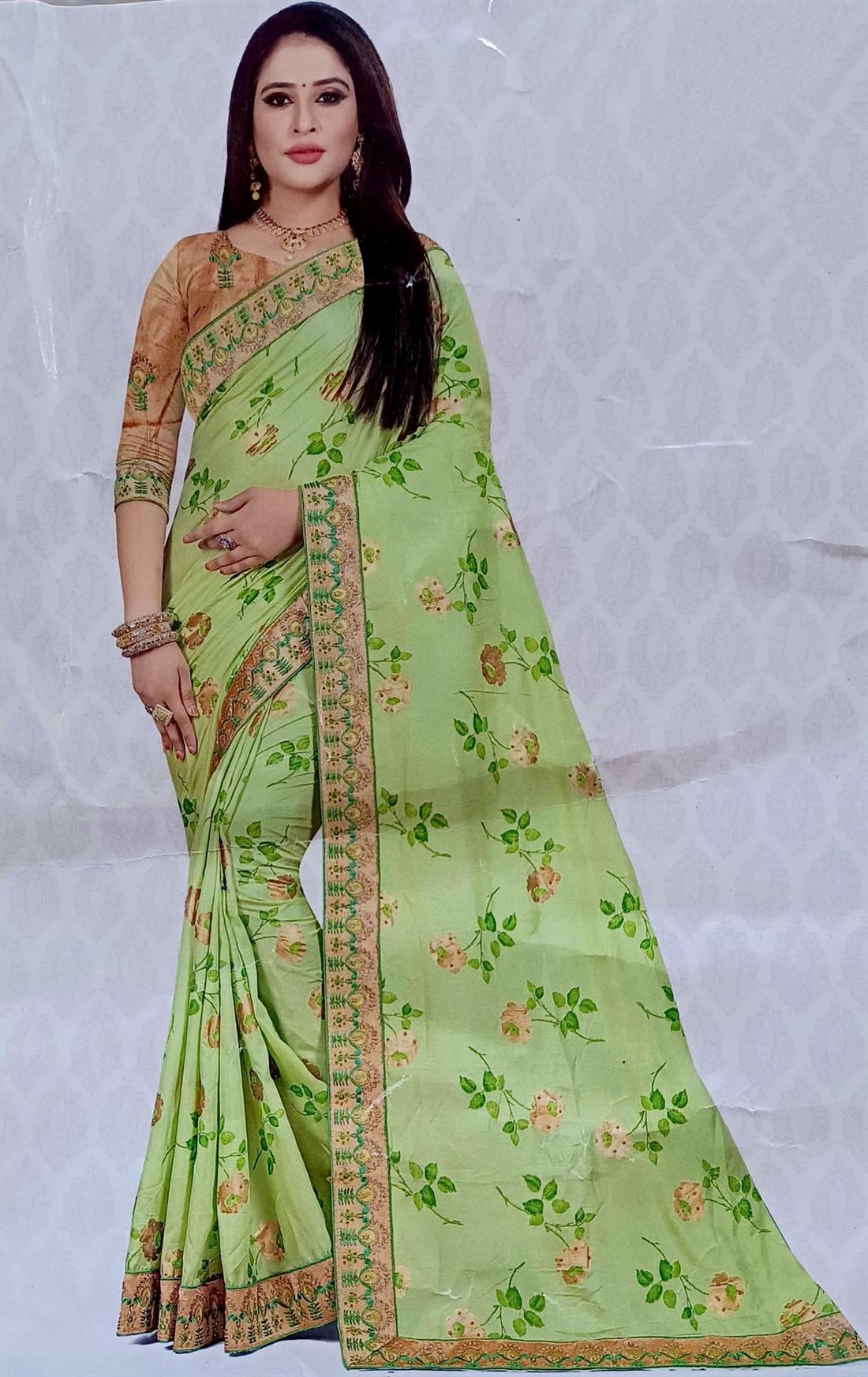 Lime Raw Silk Sarees
