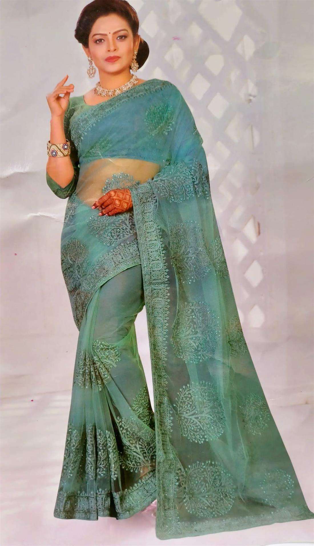 Mint Net Sarees