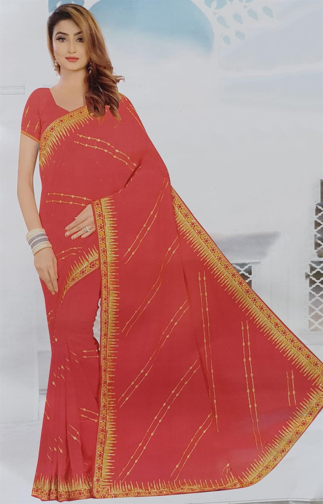 Pink Beautiful Raw Silk Saree with Readymade 3 Quater Blouse