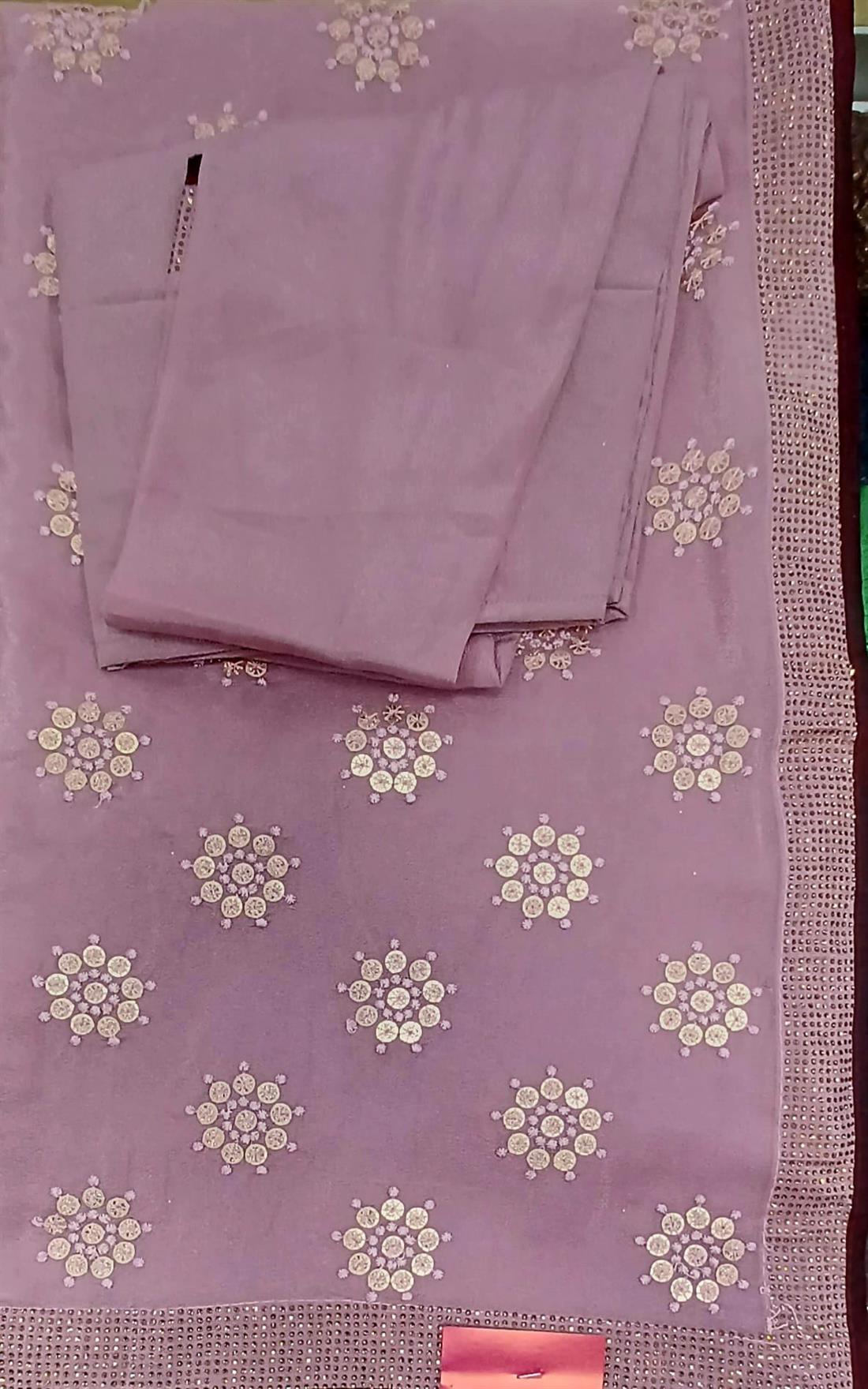 Lilac Crape Silk Saree