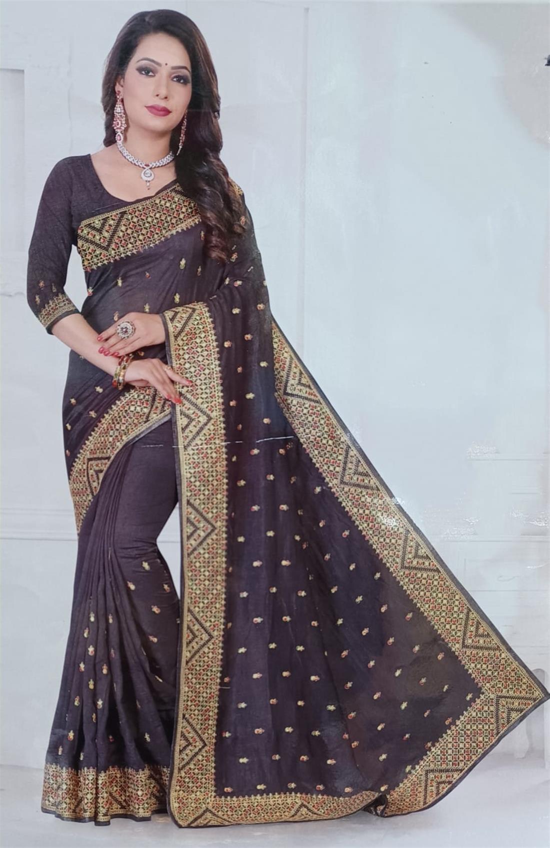 Ash Grey Raw Silk Sarees
