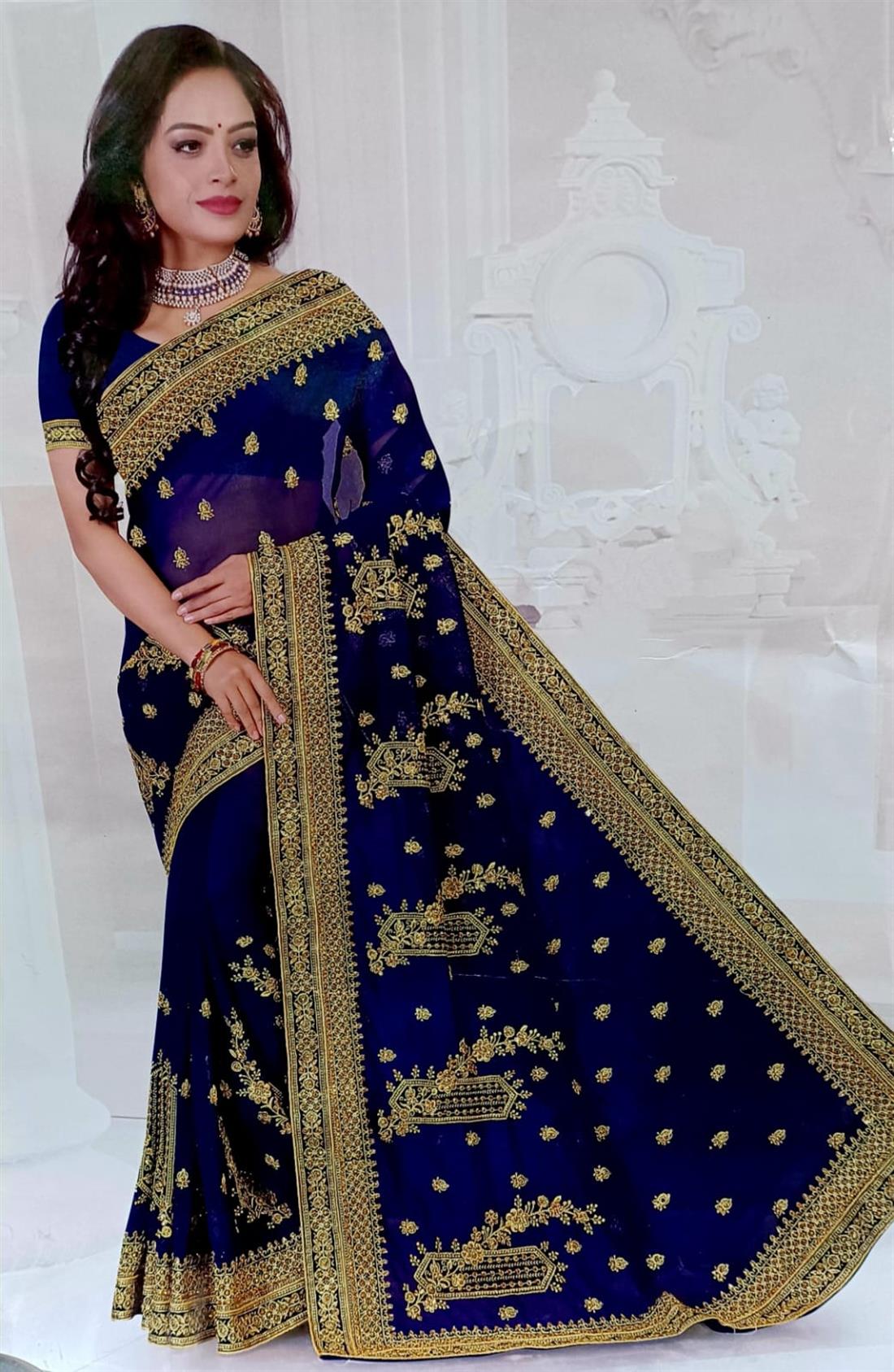 Navy Georgette Sarees