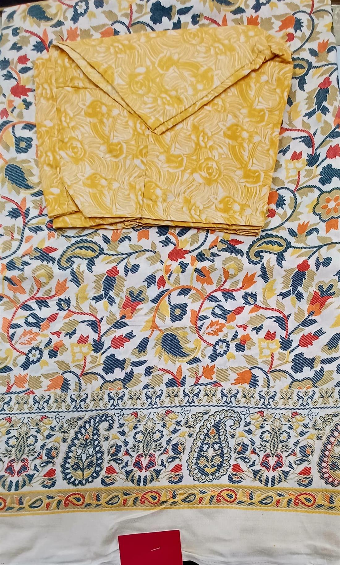 Beige & Yellow Printed Silk Sarees