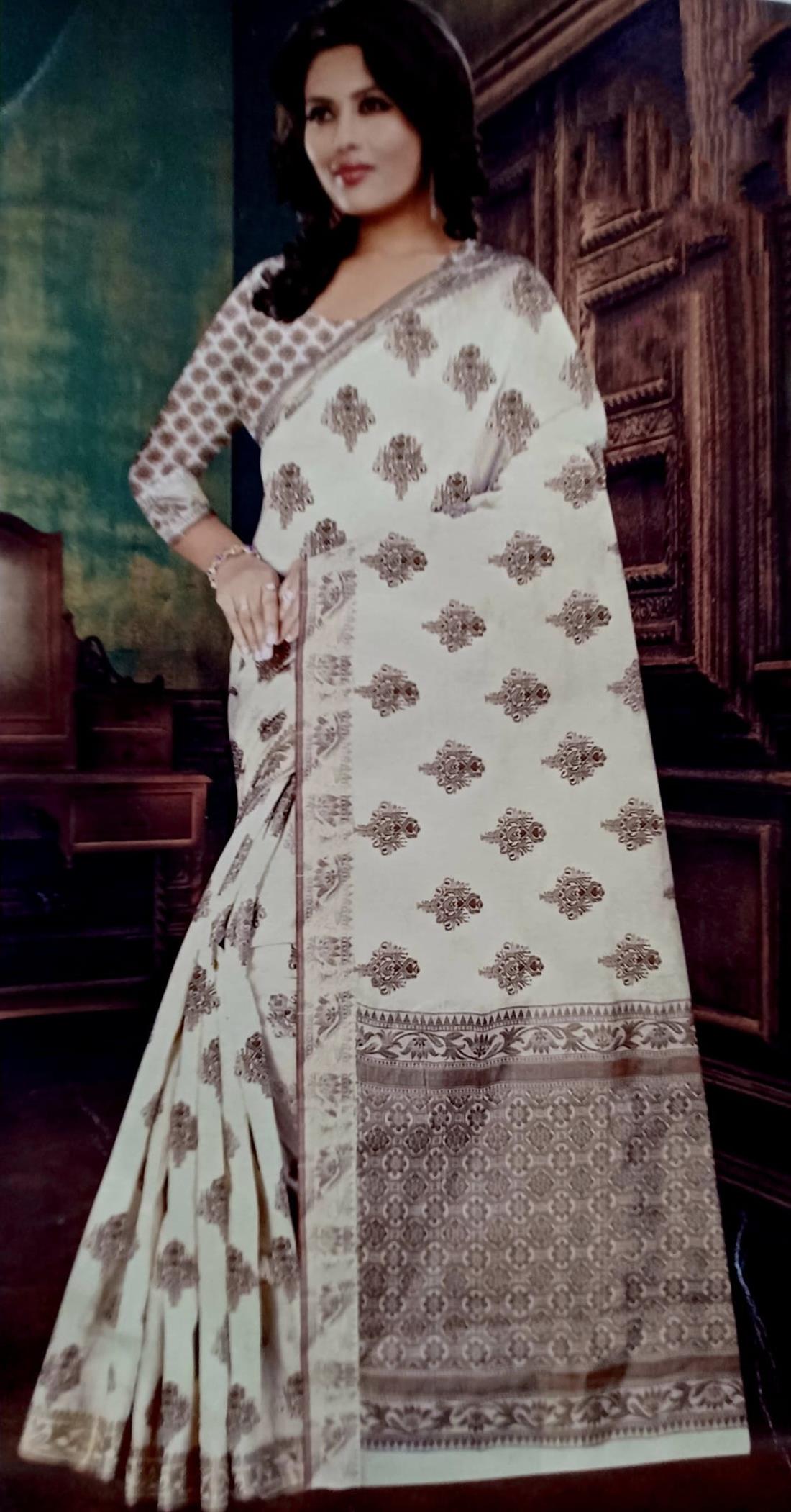 Cream Cotton Sarees
