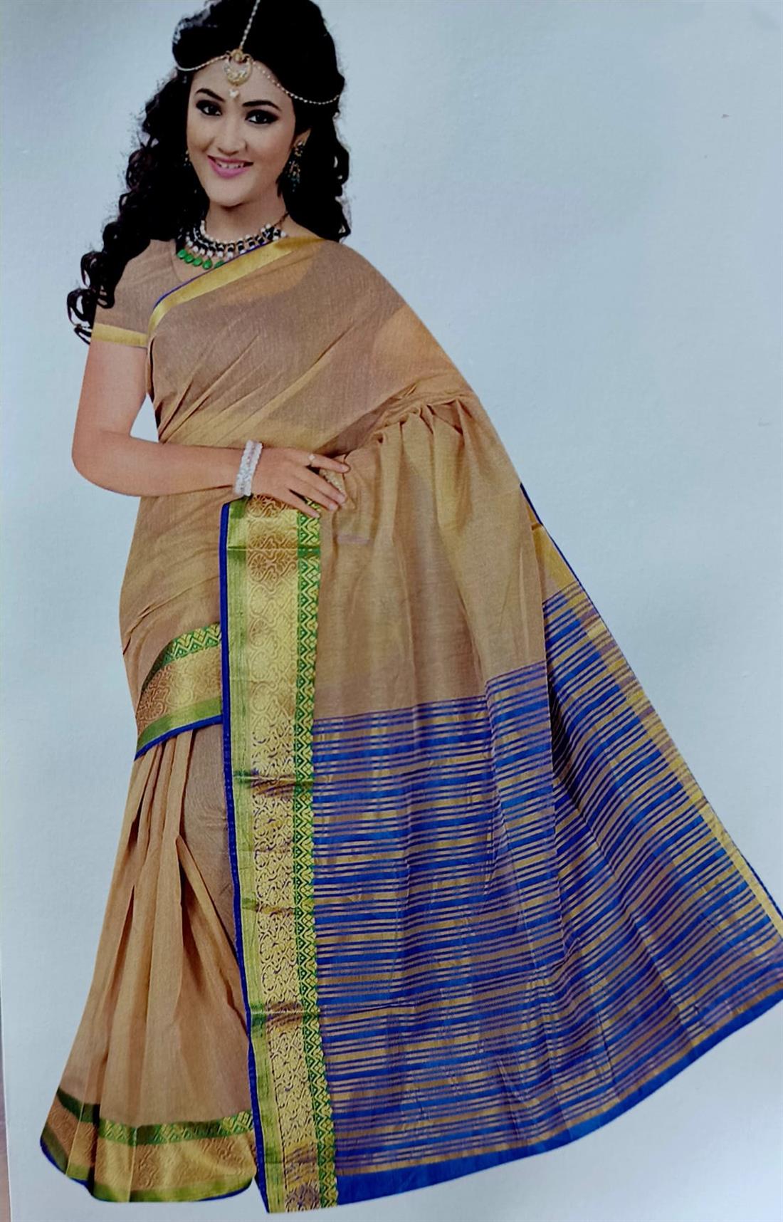 Beige Soft Cotton Saree
