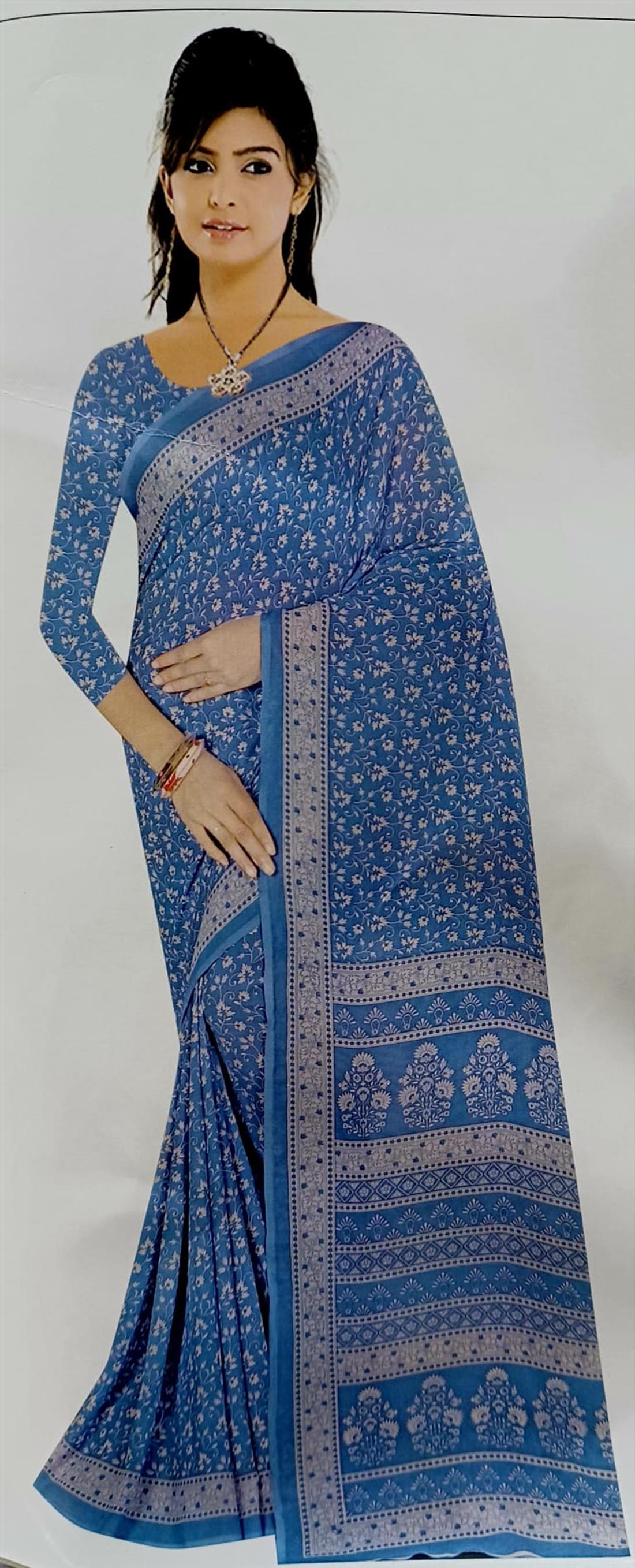 Light Blue Printed Georgette Sarees