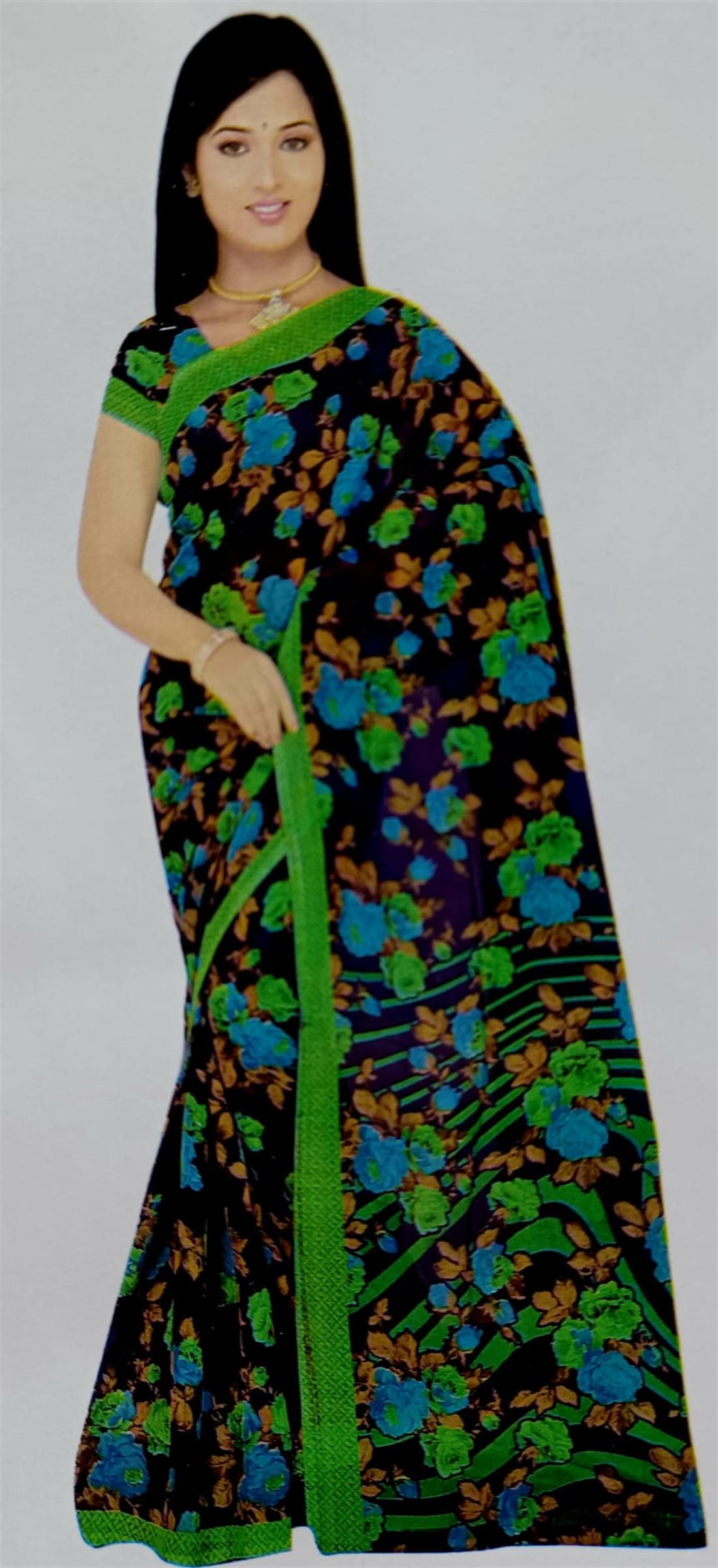 Black & Green Georgette Sarees