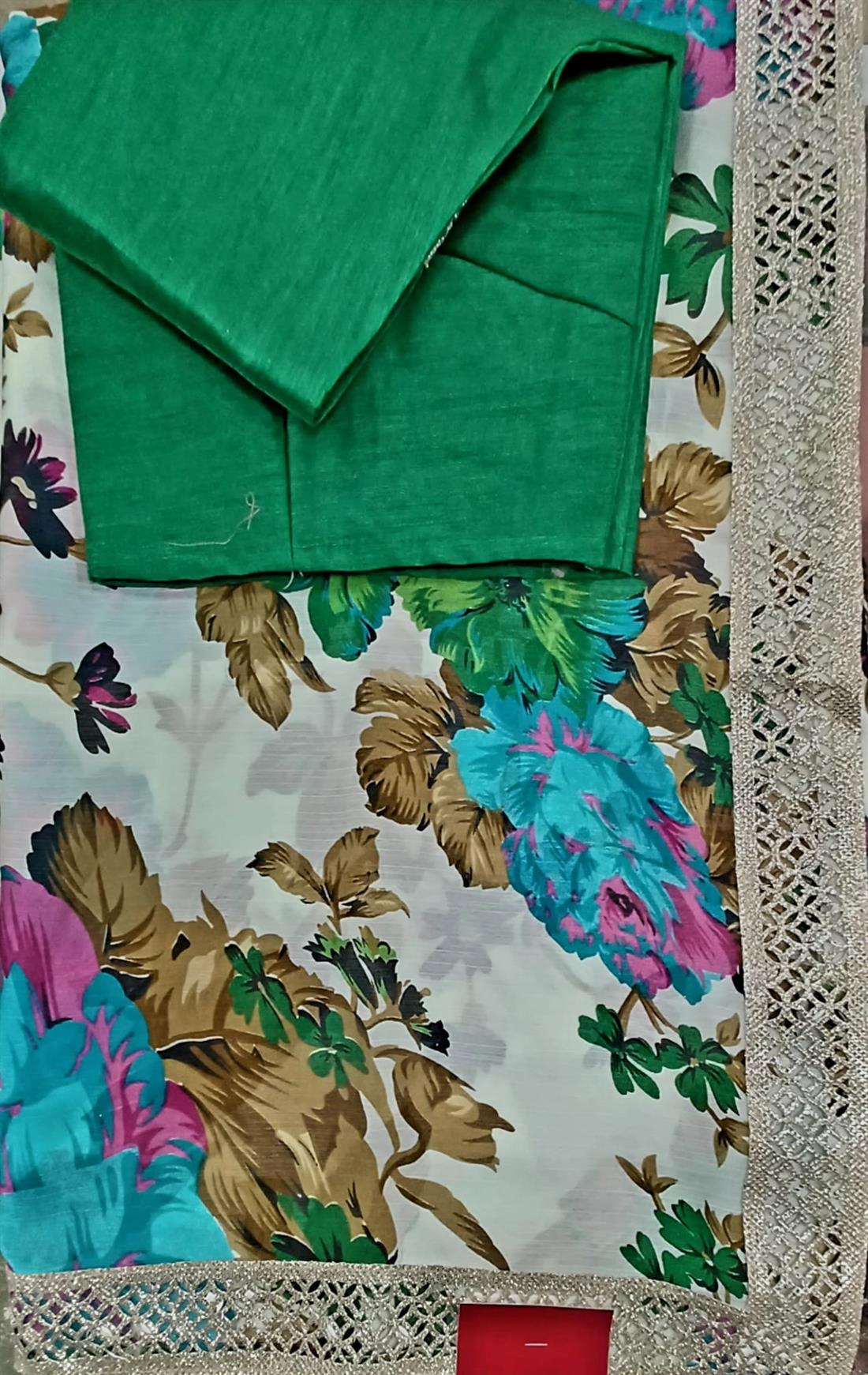 Cream & Green Silk Sarees