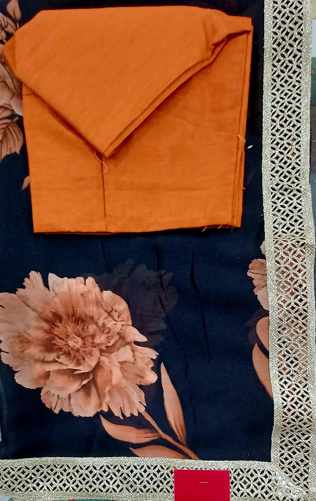 Black & Rust Silk Sarees