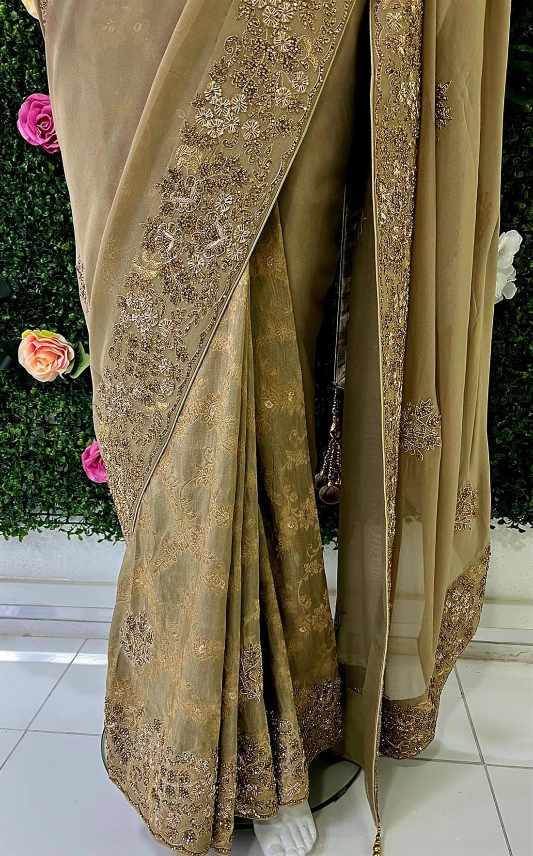 Antique Gold Stone Work Banarasi Sarees