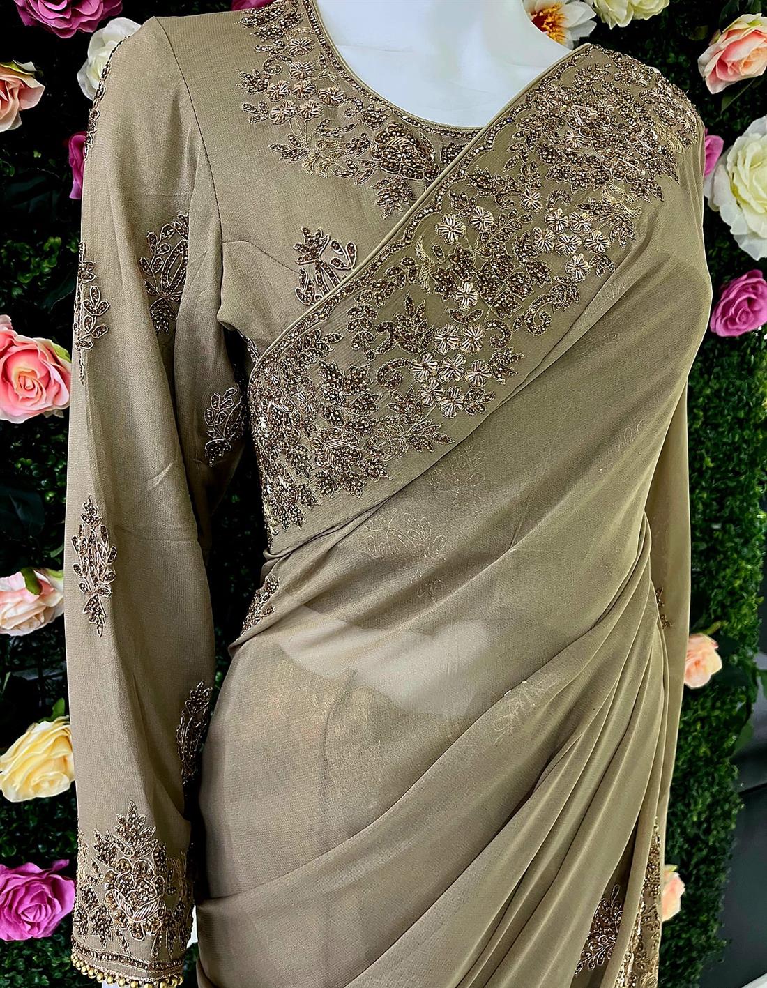 Antique Gold Stone Work Banarasi Sarees