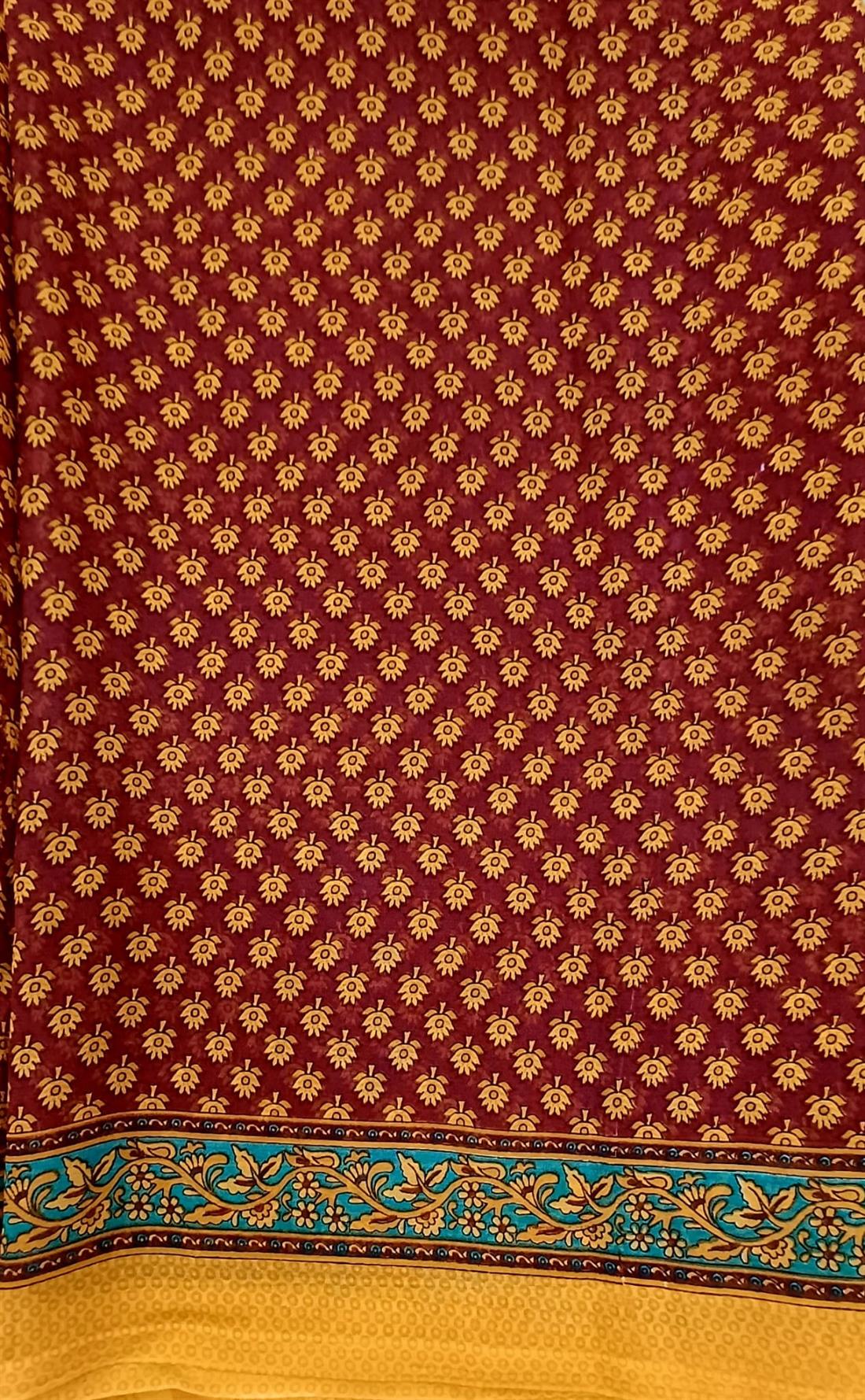 Maroon & Orange Georgette Sarees
