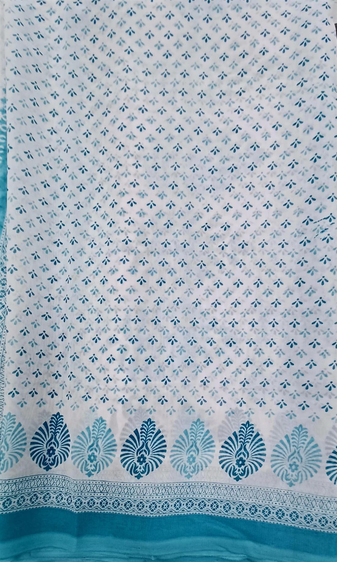 White & Blue Sapna Georgette Saree Without Blouse