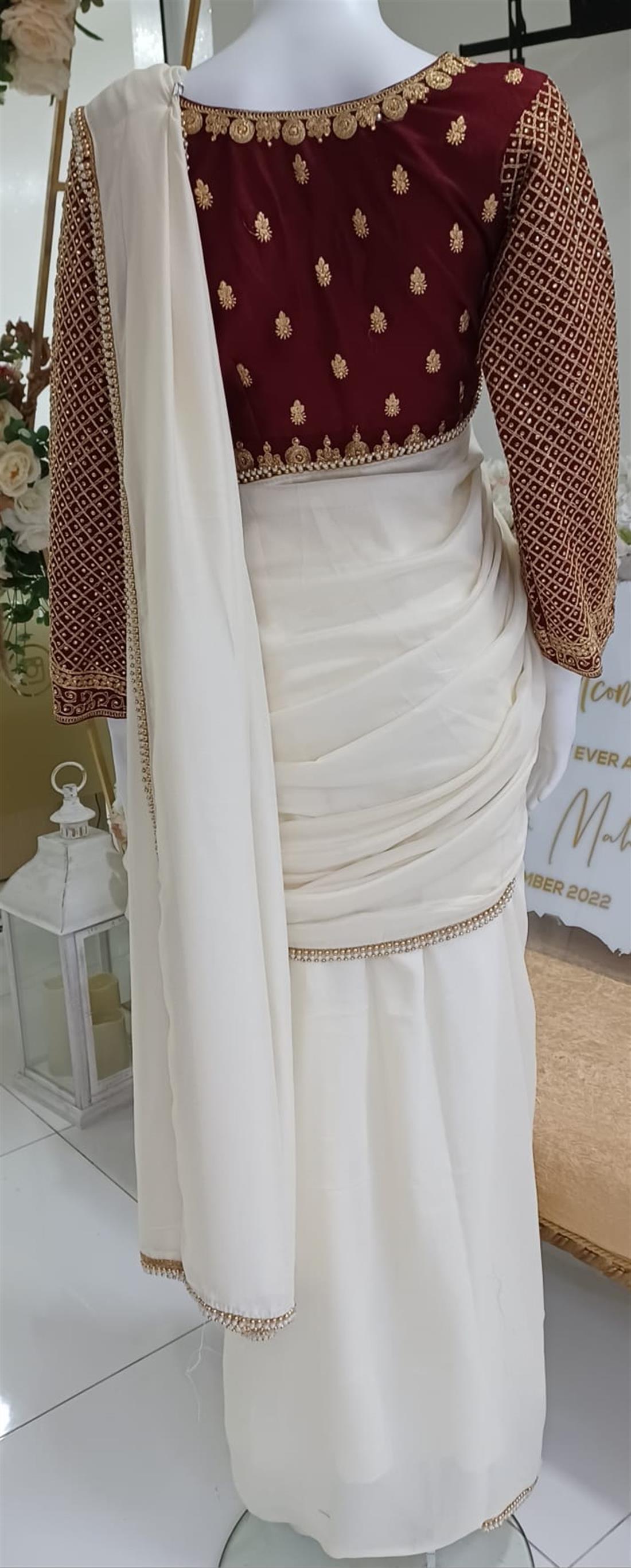 Ivory & Maroon Silk Sarees