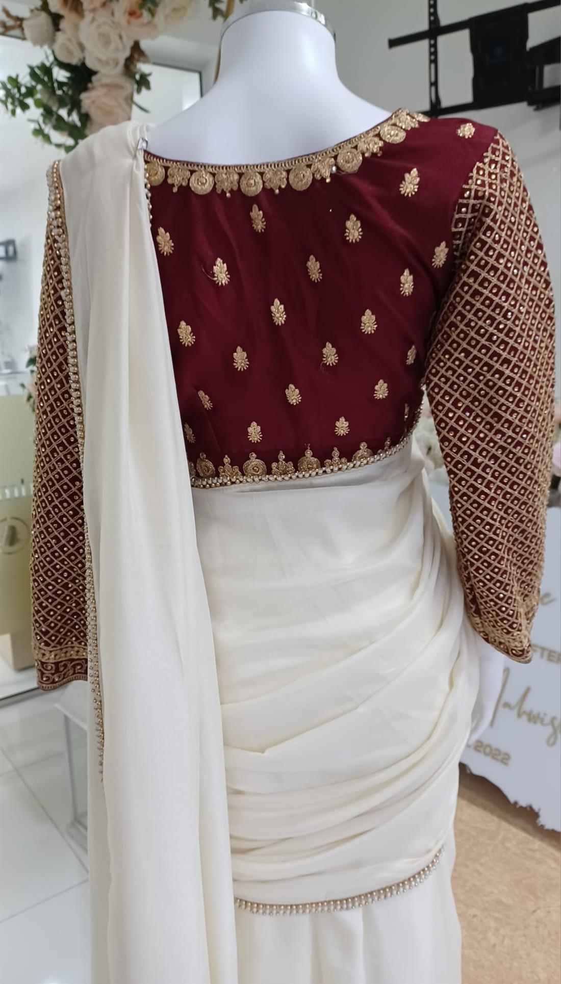Ivory & Maroon Silk Sarees