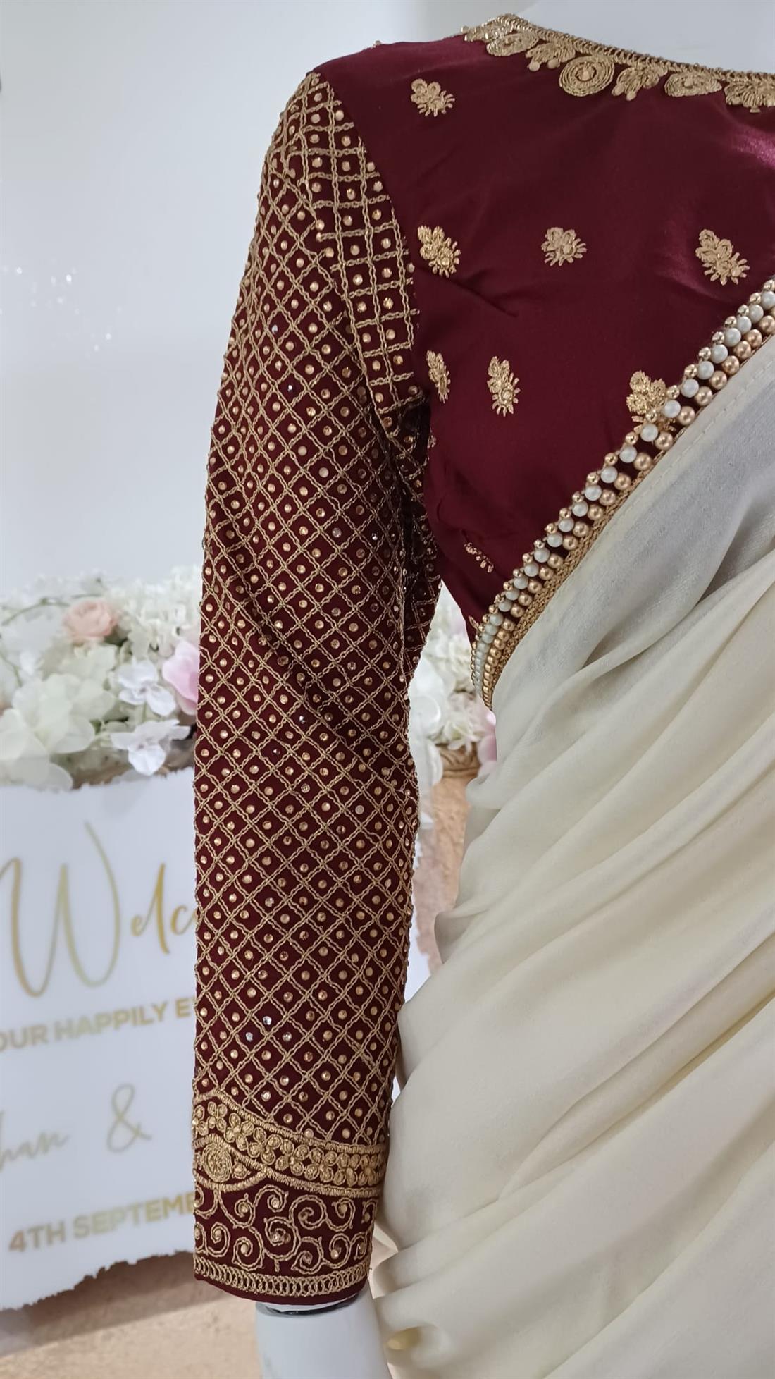 Ivory & Maroon Silk Sarees