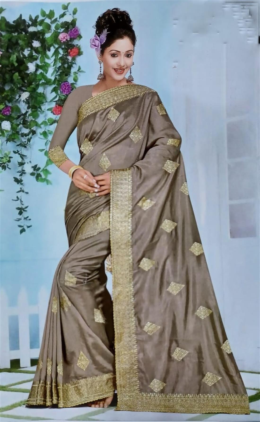 Light Grey Zari Raw Silk Sarees