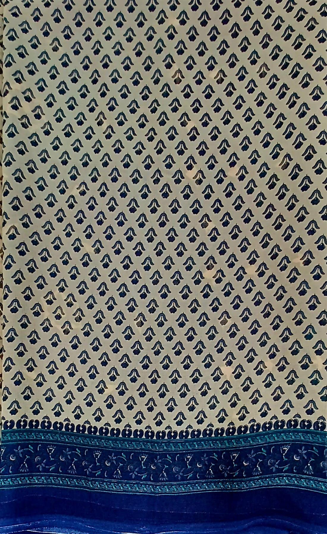 Beige & Navy Georgette Saree.