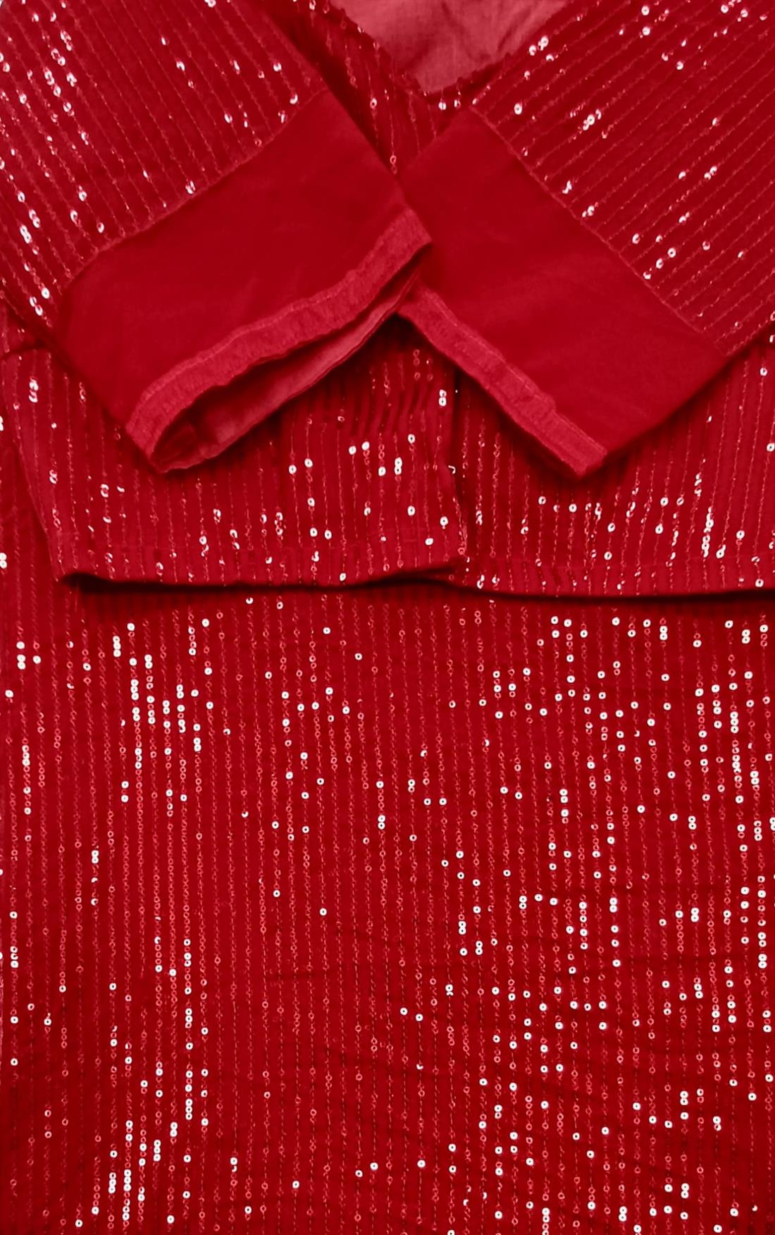Maroon Georgette Sequins Saree
