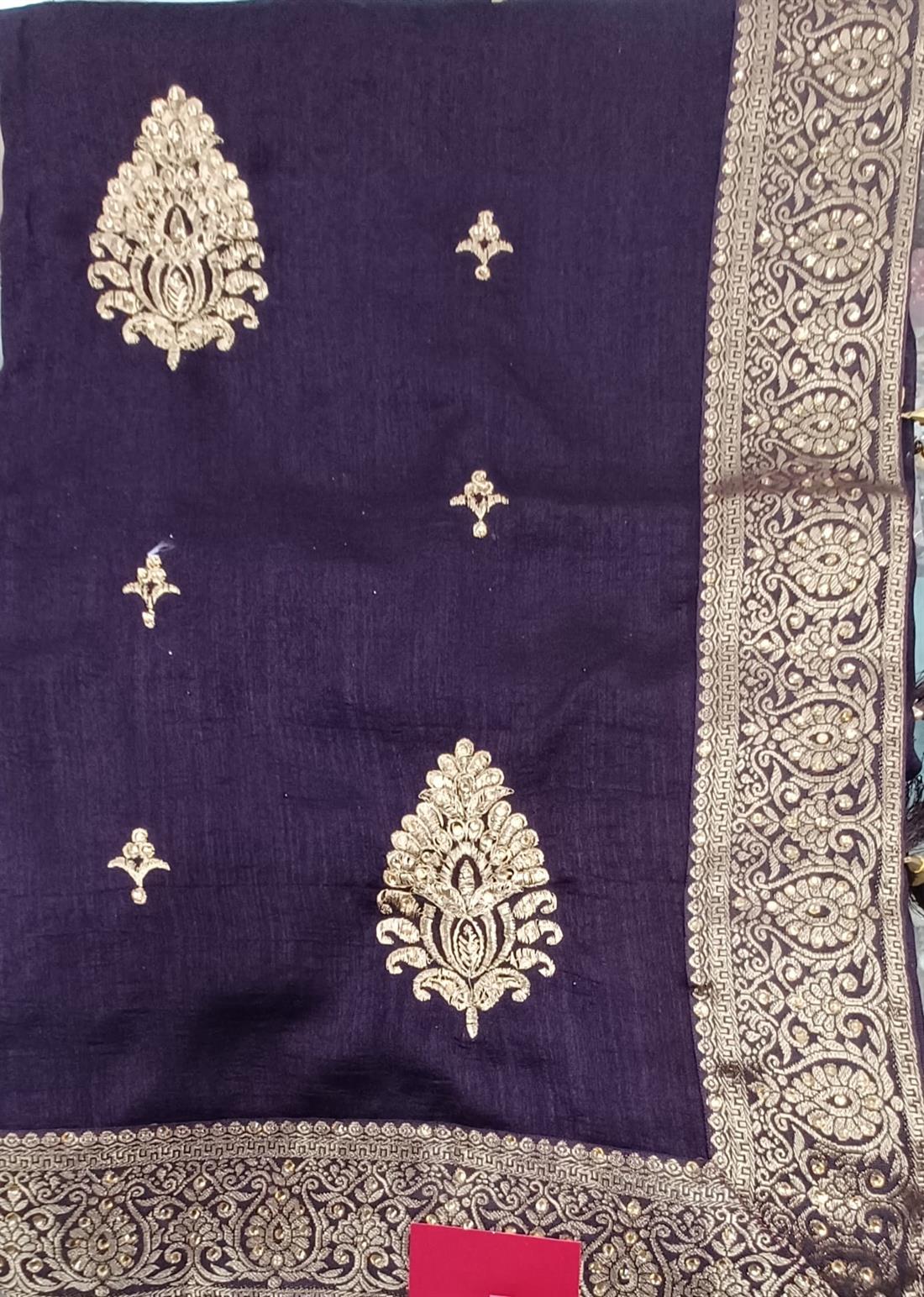 Purple Beautiful Raw Silk Saree