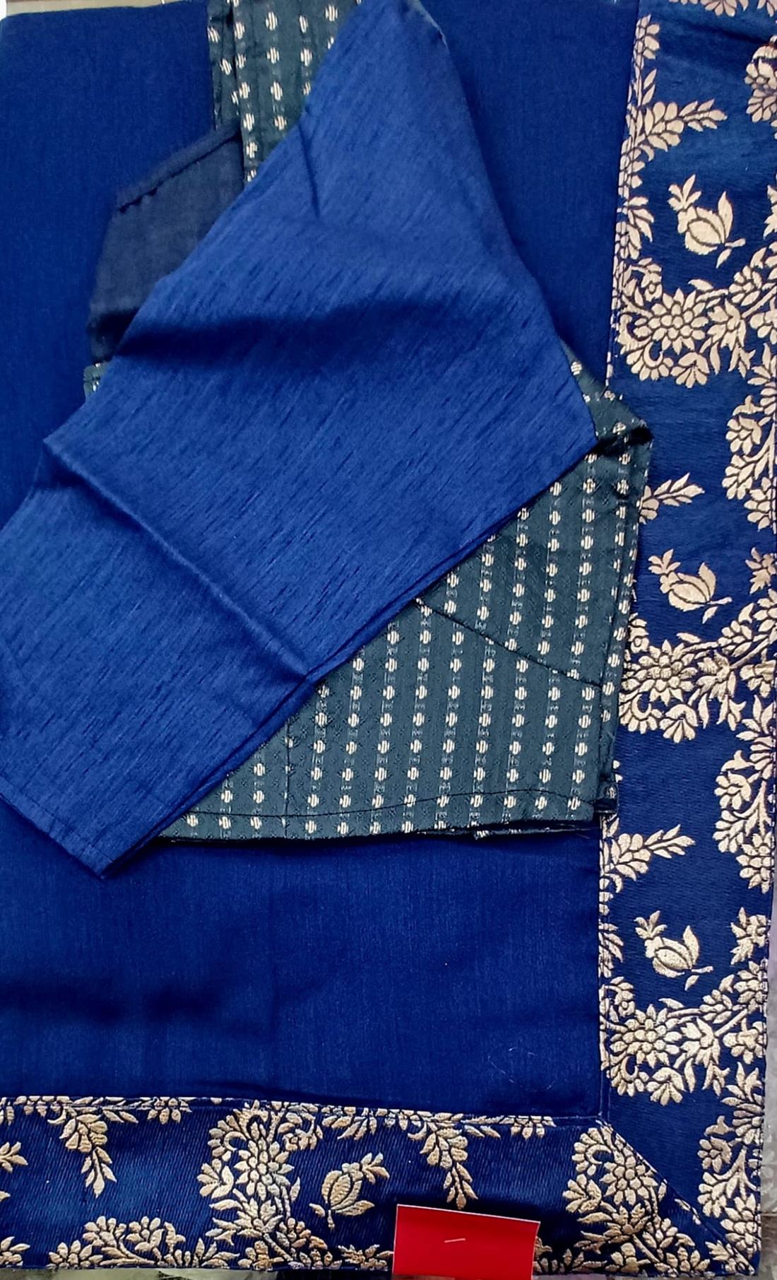 Navy Art Dupion Saree.