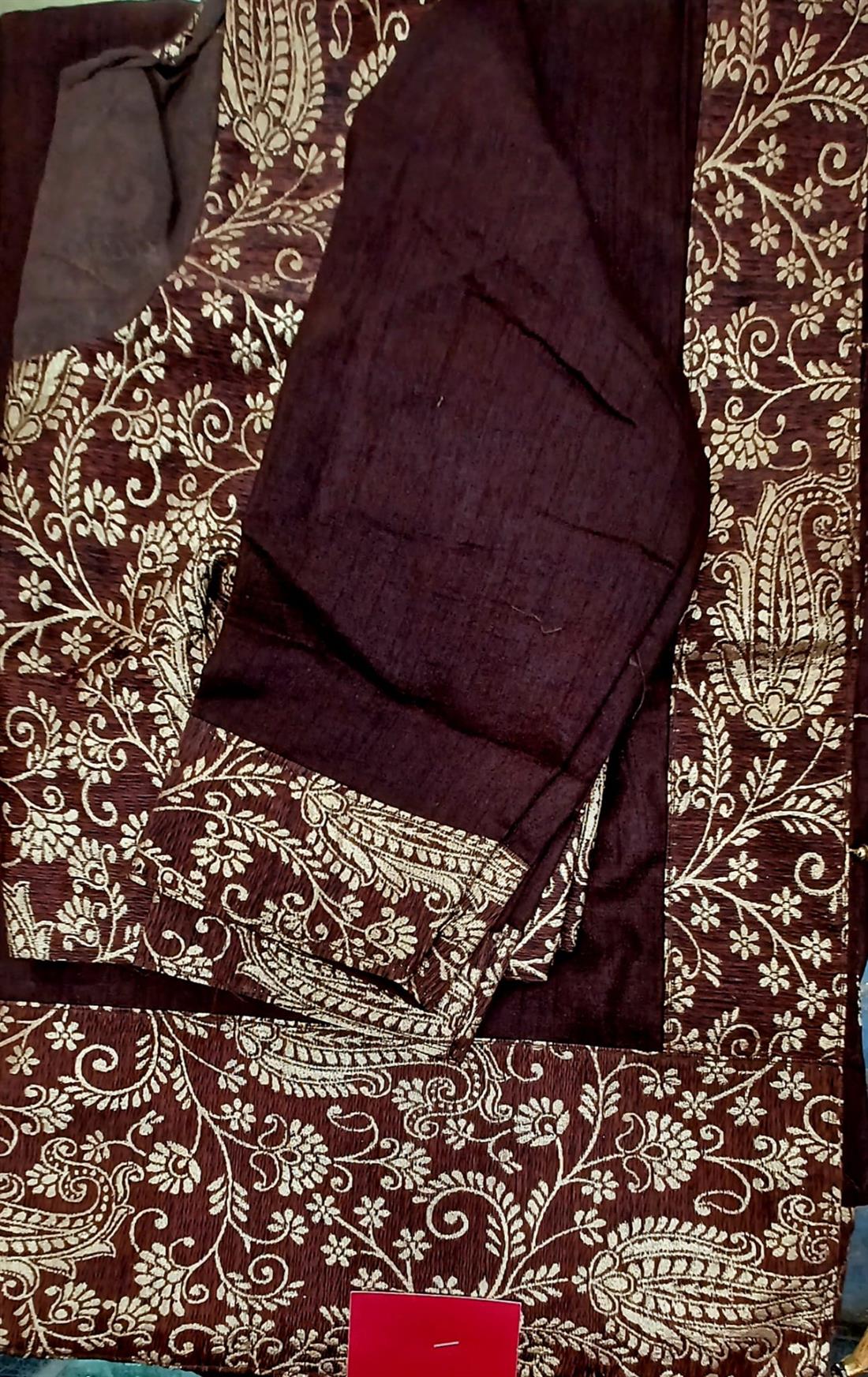 Brown Art Dupion Saree.