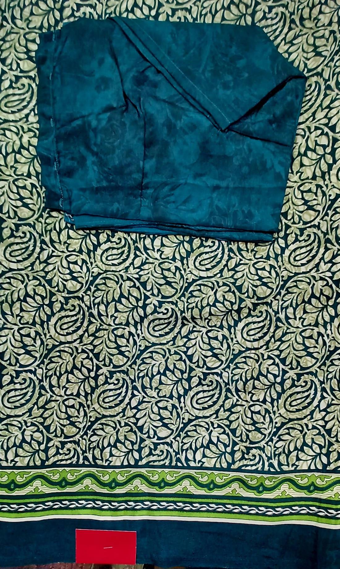 Green Digital Printed Silk Saree.