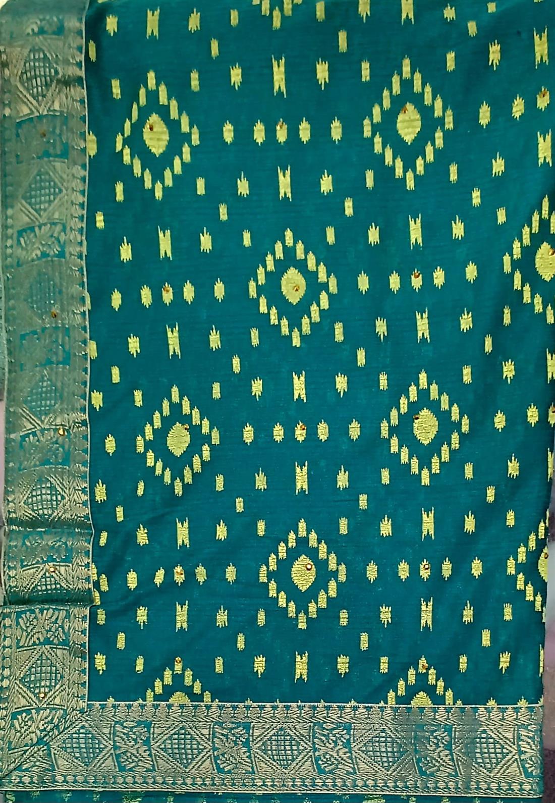 Teal Chiffon Ladies Saree