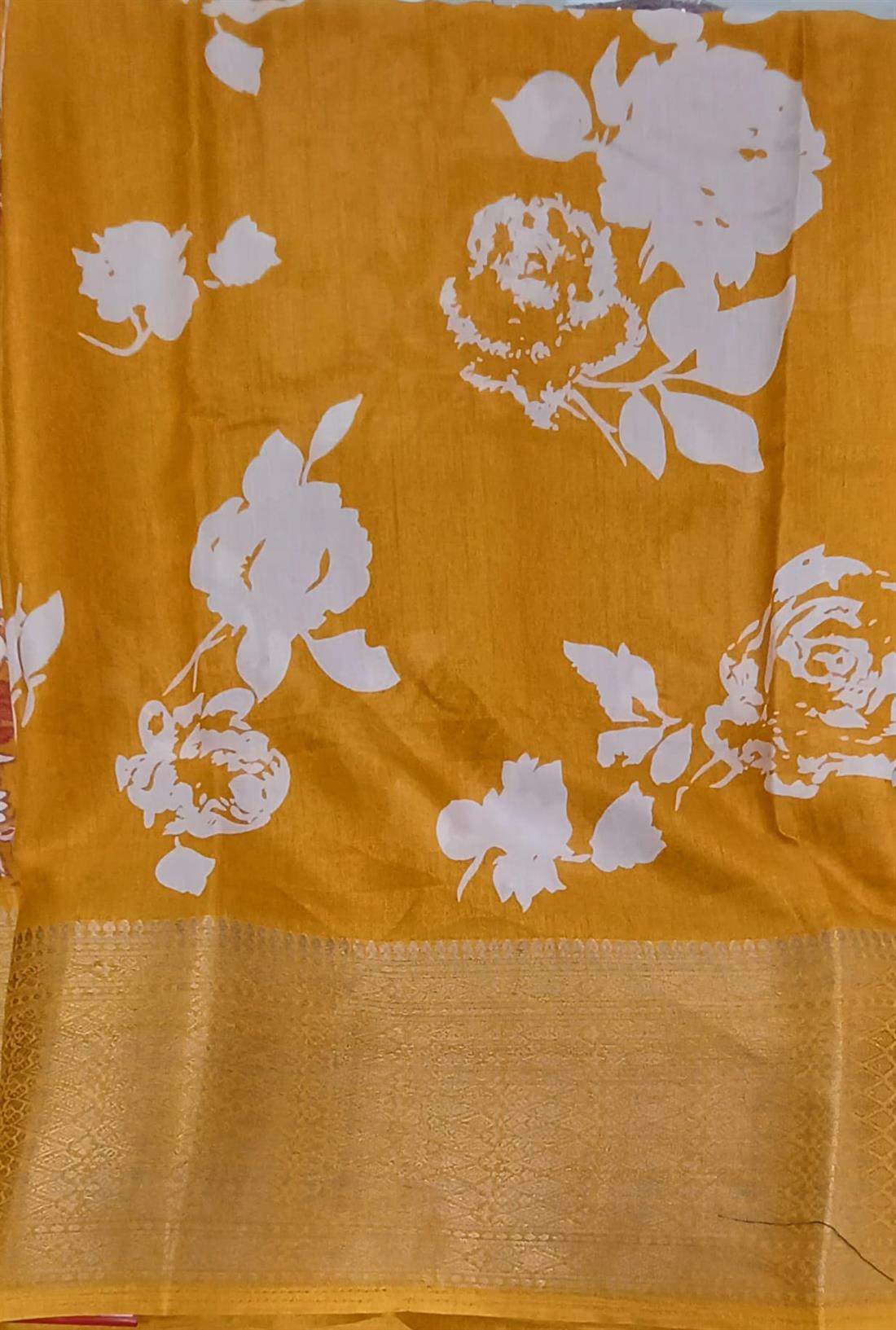 Yellow Soft Cotton Saree