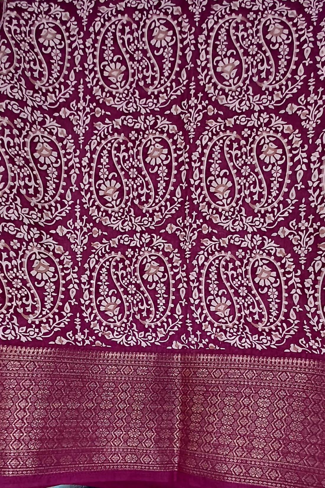 Burgandy Beautifull Soft Cotton Saree with Blouse Piece