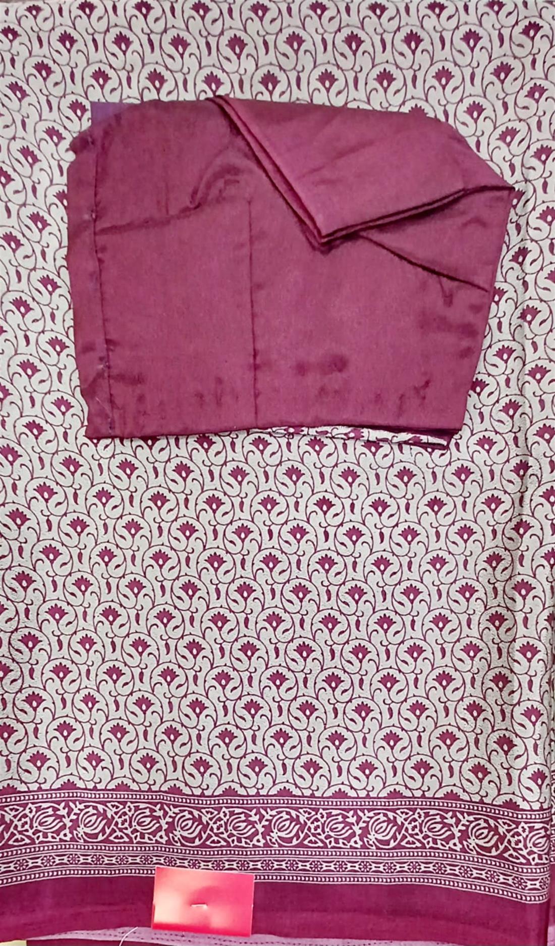 Pink Stunning Digital Printed Silk Saree with Short Sleeves