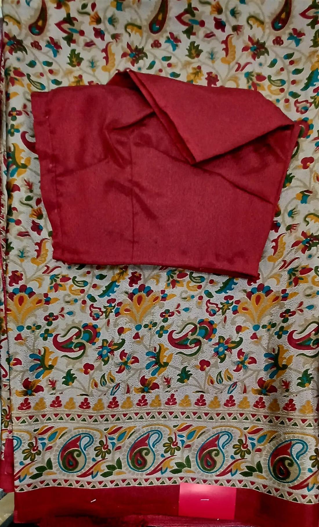 Maroon Stunning Digital Printed Silk Saree with Short Sleeves