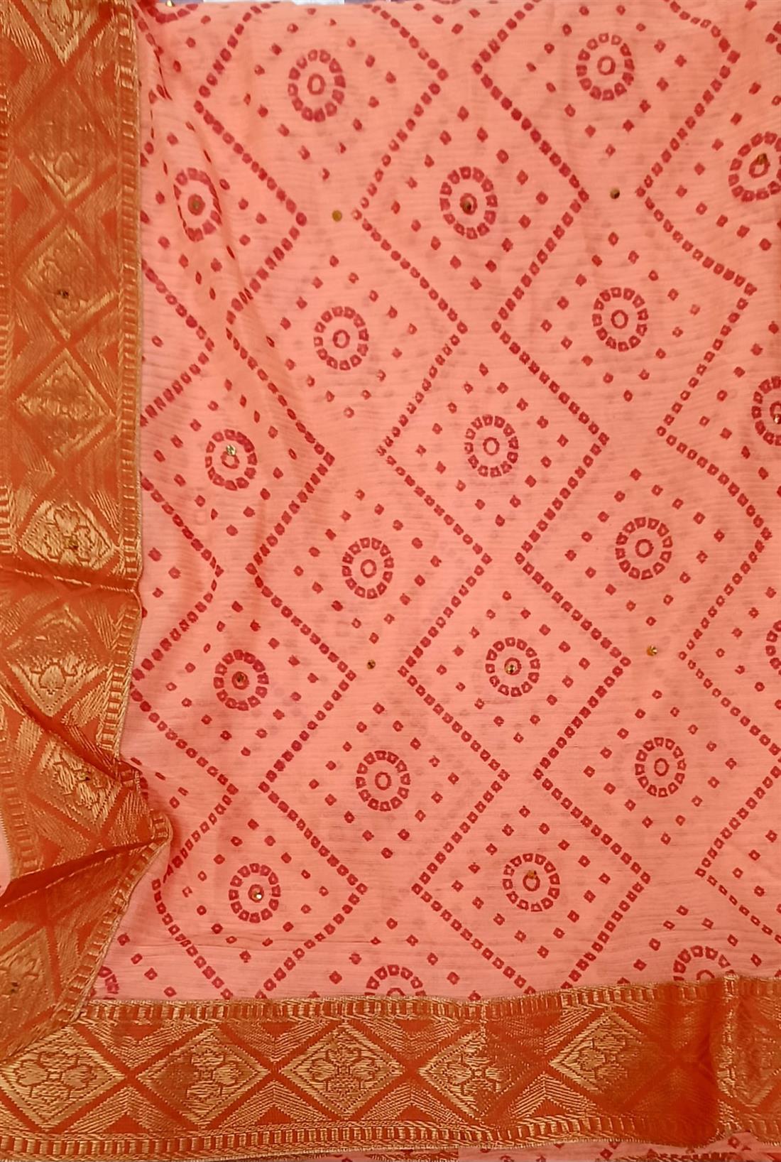 Peach Stunning Stretchy Chiffon Saree Wiithout Blouse