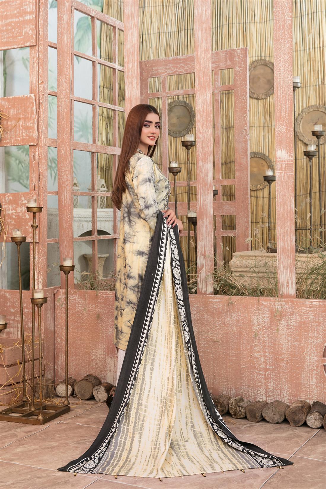 Cream Embroidered Linen Ladies Readymade