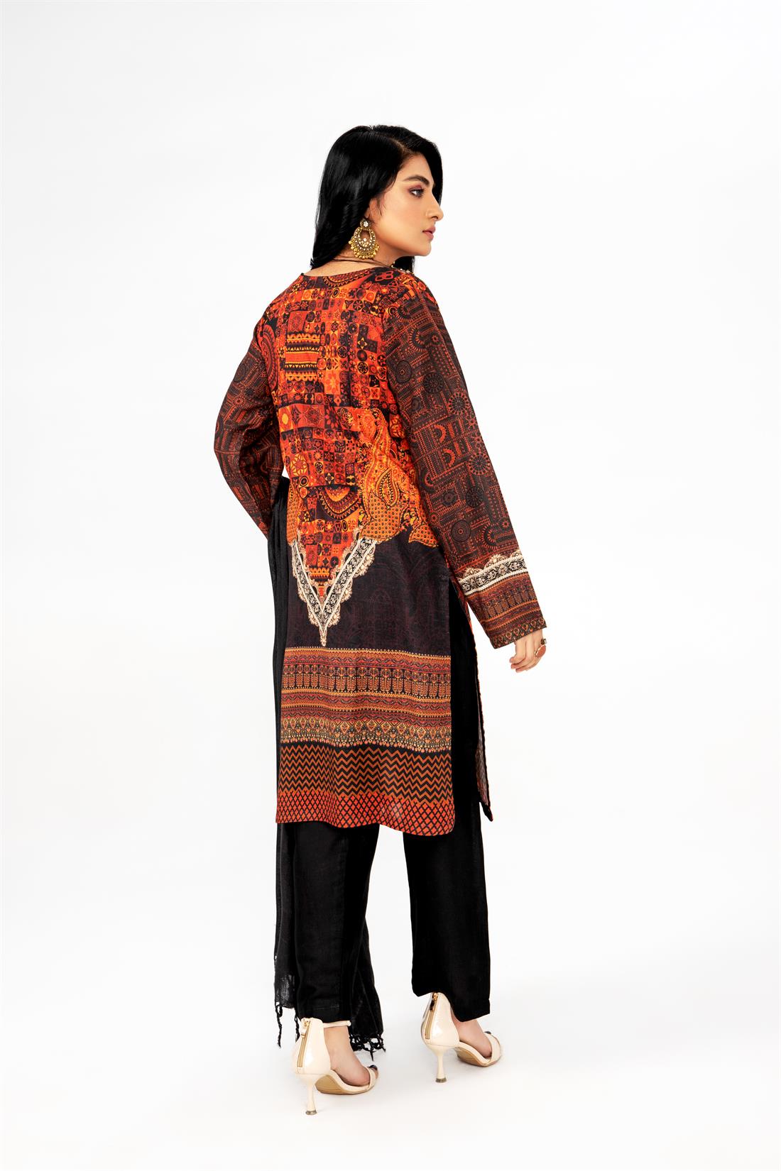 Black & Multicolour Printed Black/Multicolour Khadar Ladies Readymade Salwar Suit