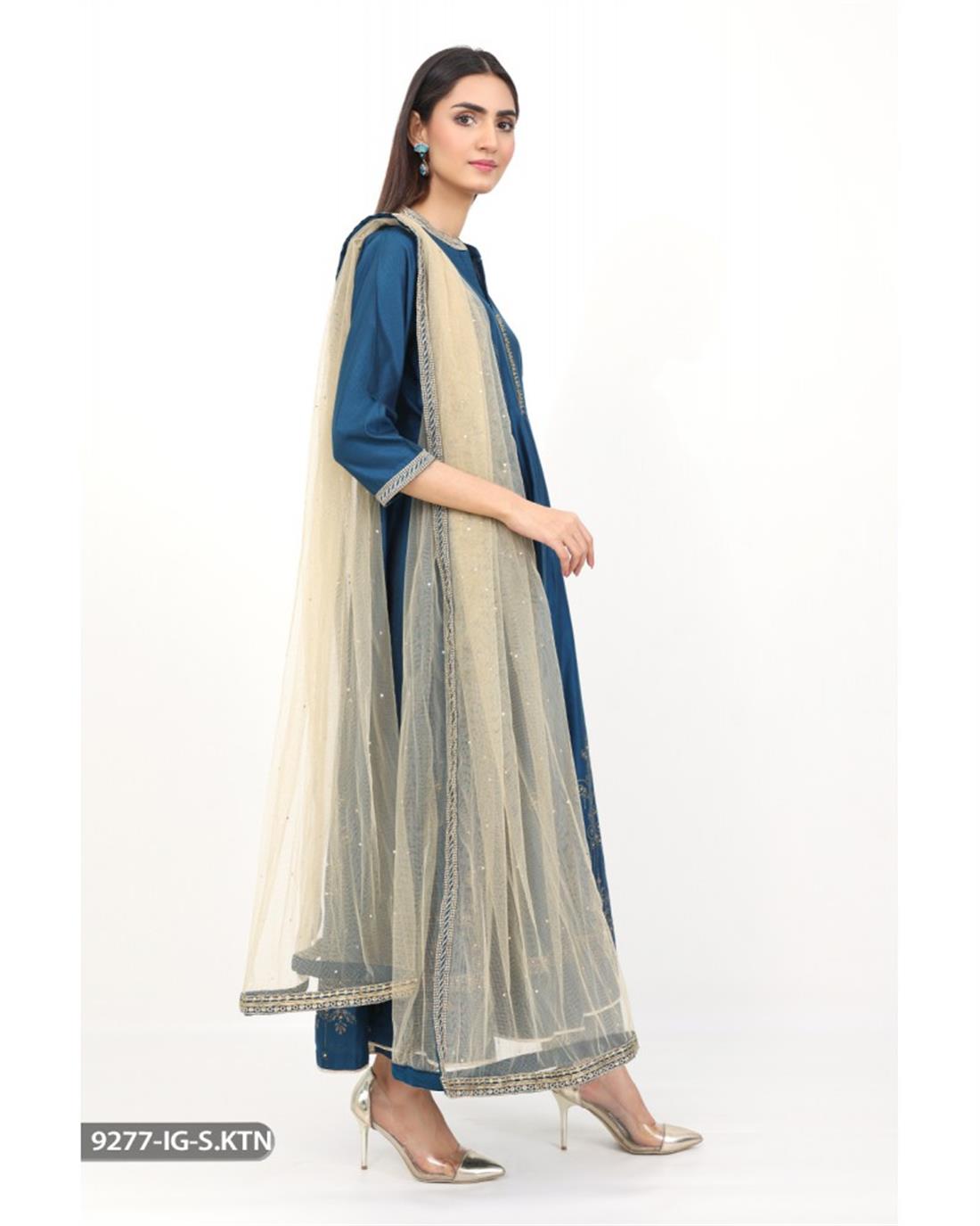 Zinc Net Maxi Shaposh Salwar Suit with Tilla Embroidered