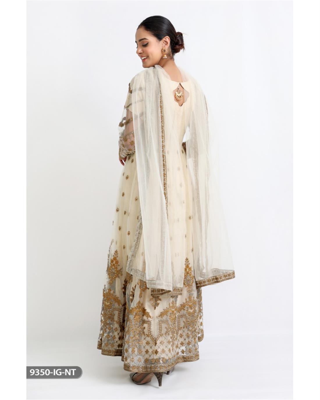 Skin Jacquard Maxi 3 Piece Shaposh Salwar Suit with Tilla Embroidered