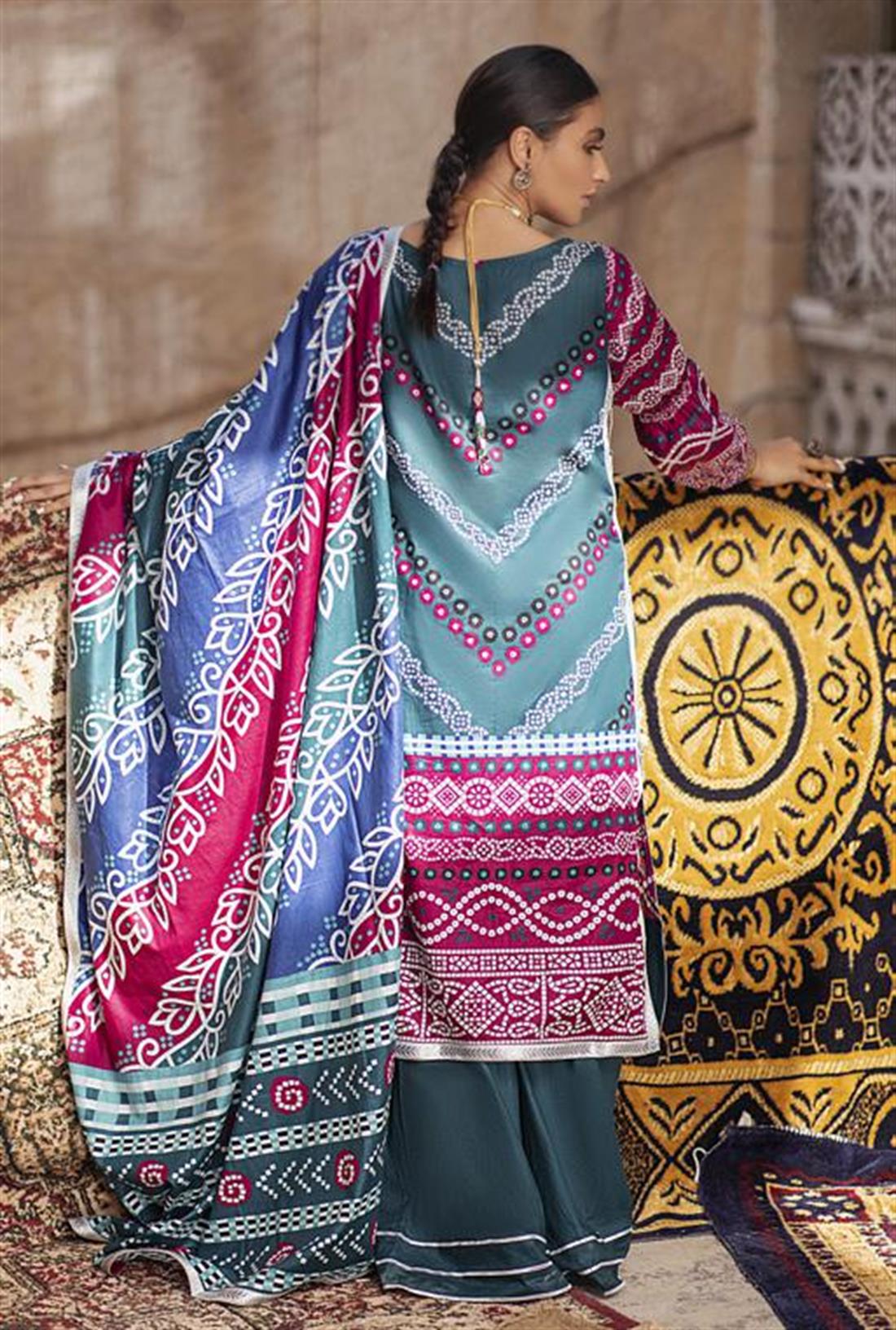 Teal 3 Piece Chunri Printed Lawn Readymade Salwar Suit