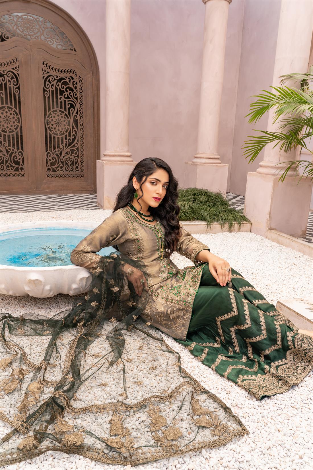 Khakhi & Bottle Green Khakhi/Bottle Ladies Readymade Salwar Kameez