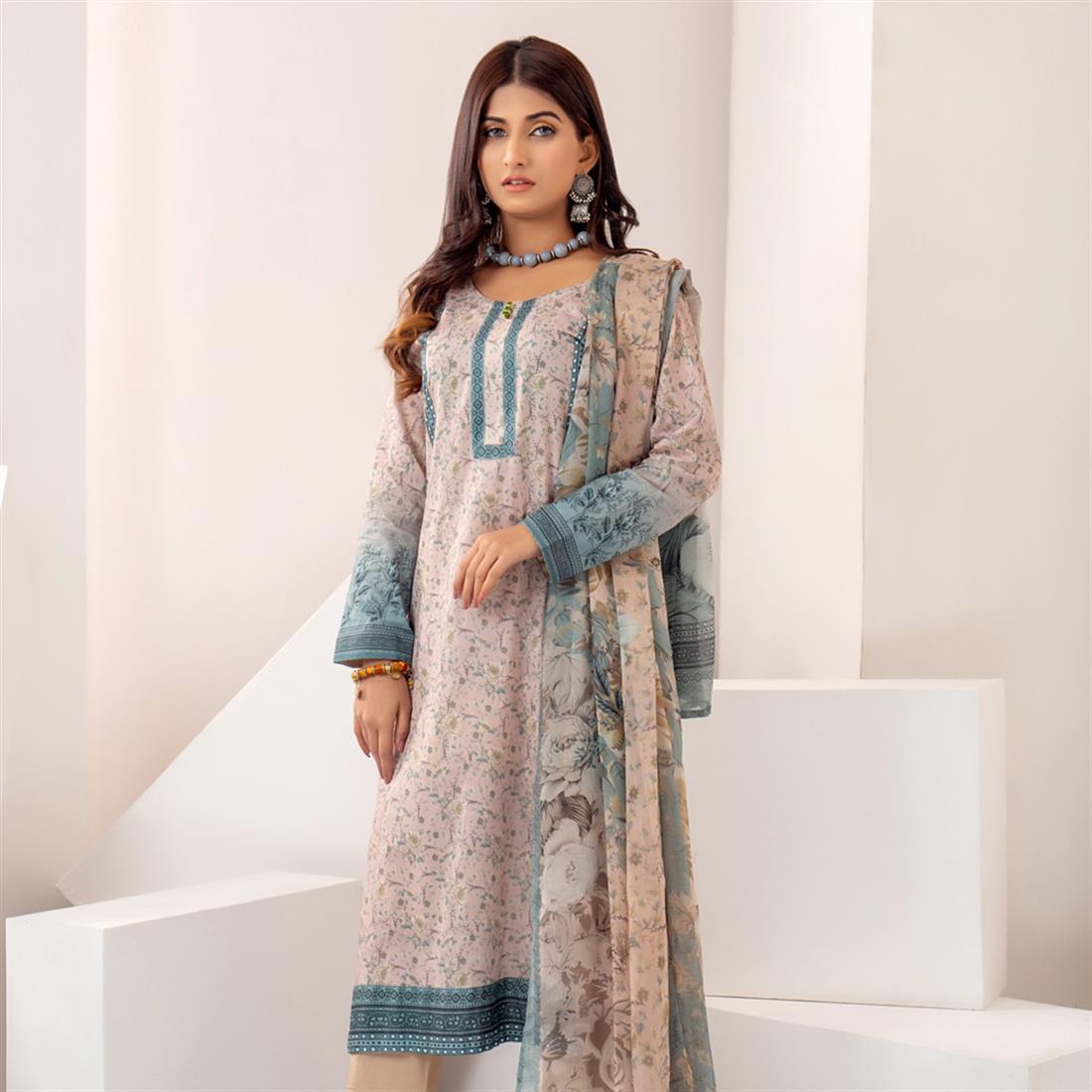 Cappuccino Printed 3 Piece Salwar Kameez with Bamber Dupatta