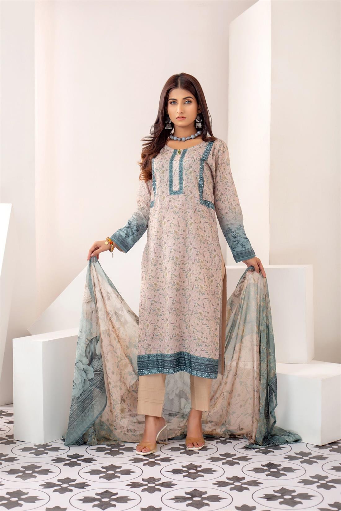 Cappuccino Printed 3 Piece Salwar Kameez with Bamber Dupatta