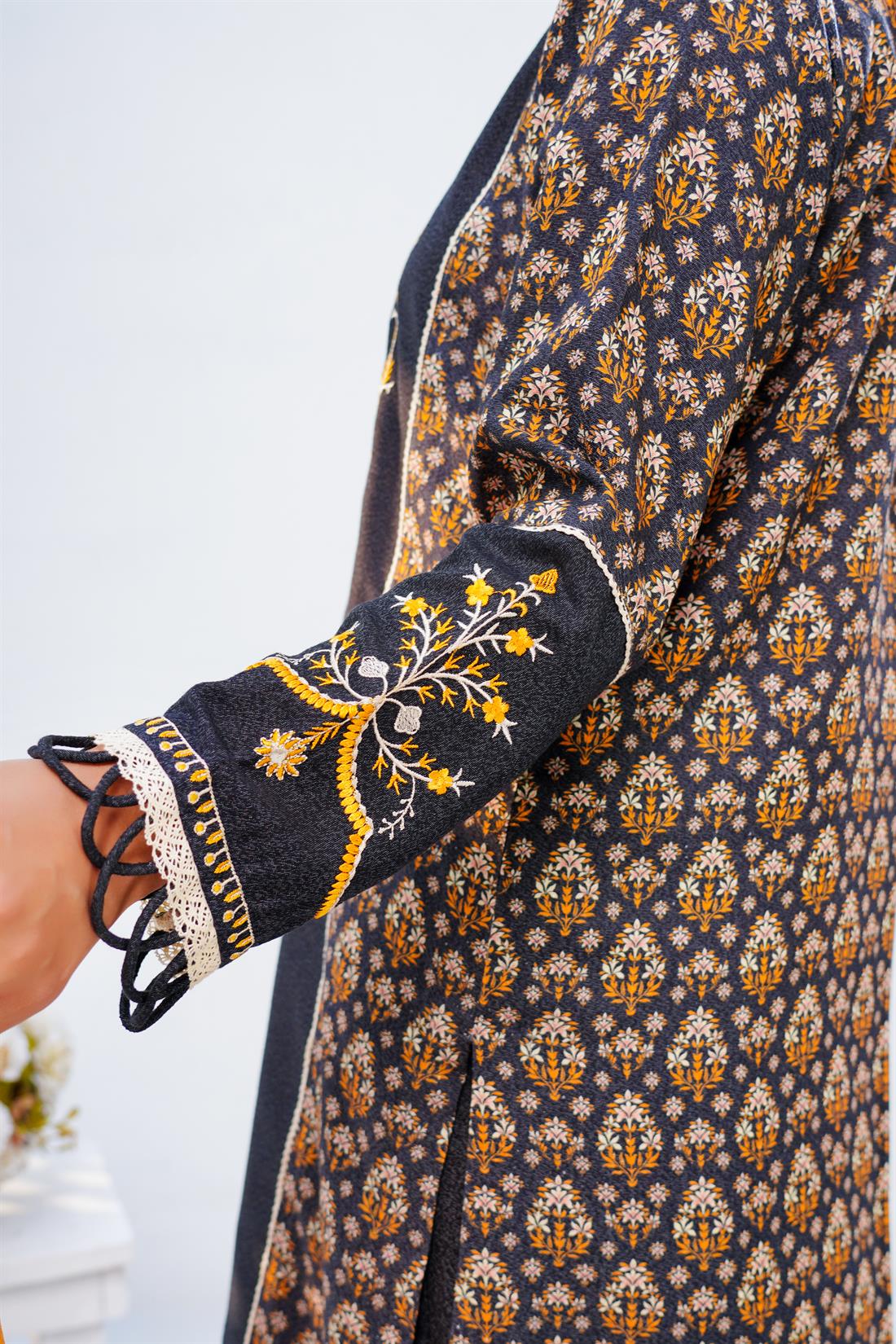 Black Chiffon 3 Piece Digital Printed Shirt with Trouser