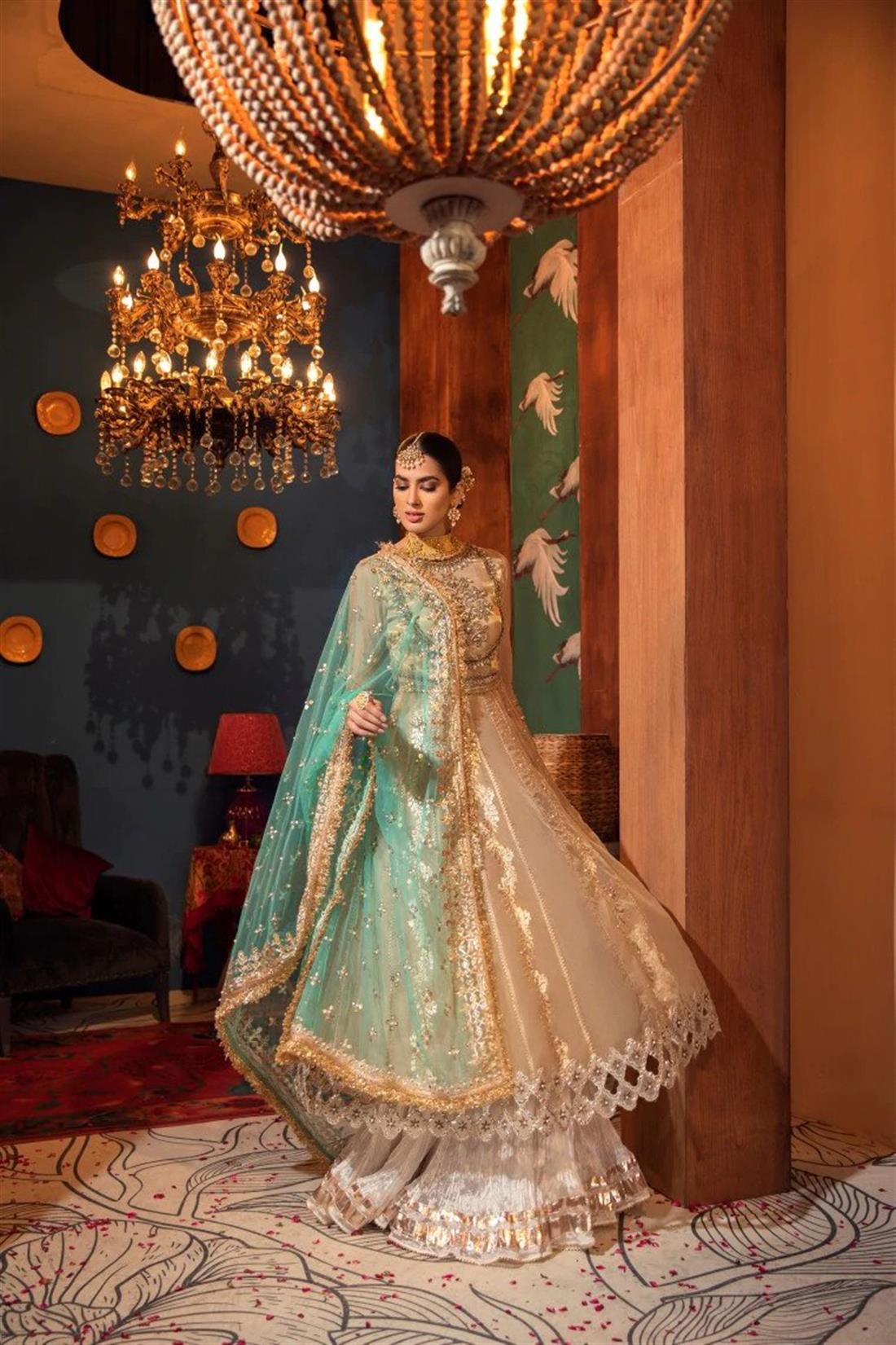 Gold Mint Ladies Readymade Salwar Suit with Dupatta