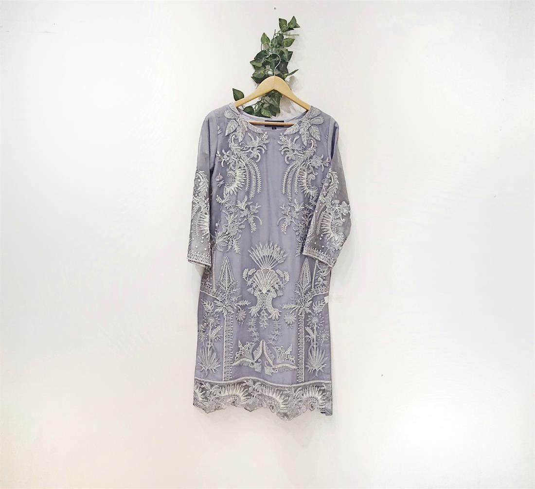 Grey Heavy Embroidered Kameez with Dupatta