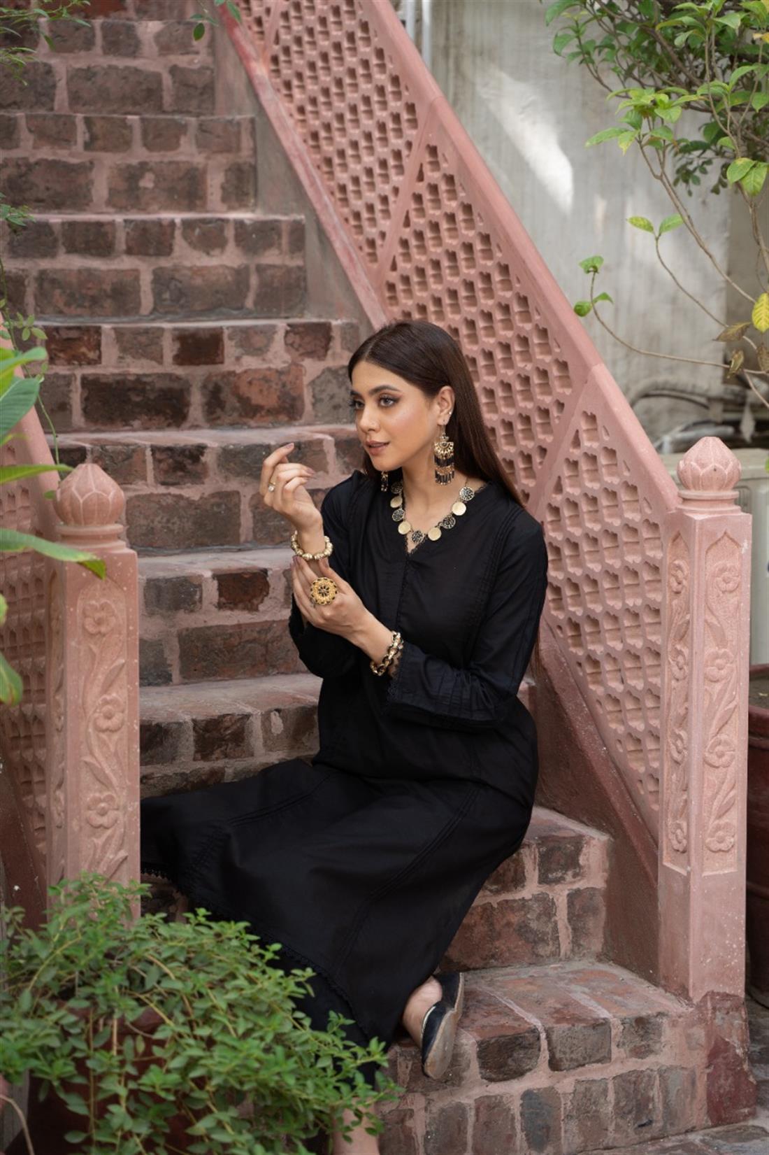 Black Cotton Ladies Readymade