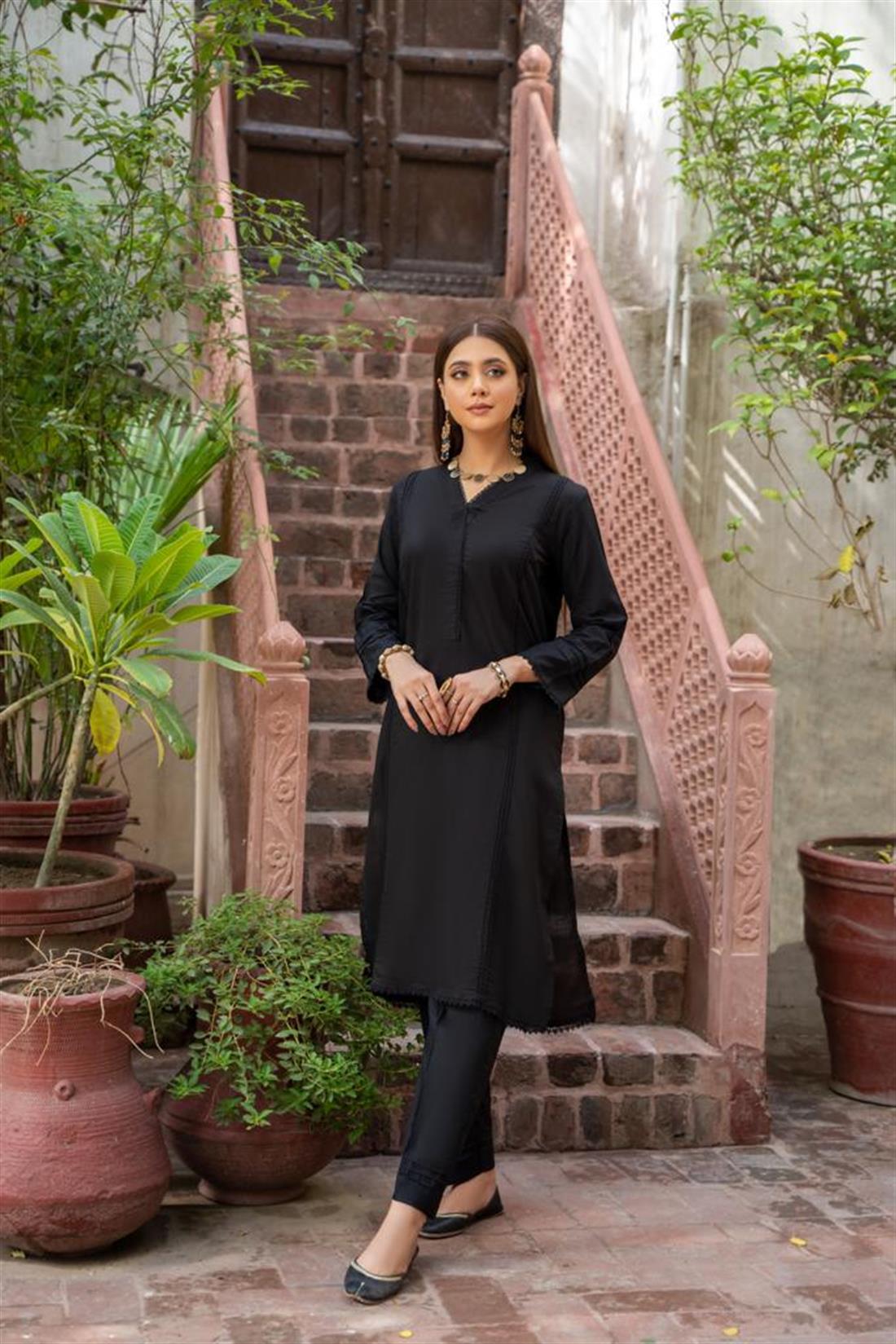 Black Cotton Ladies Readymade
