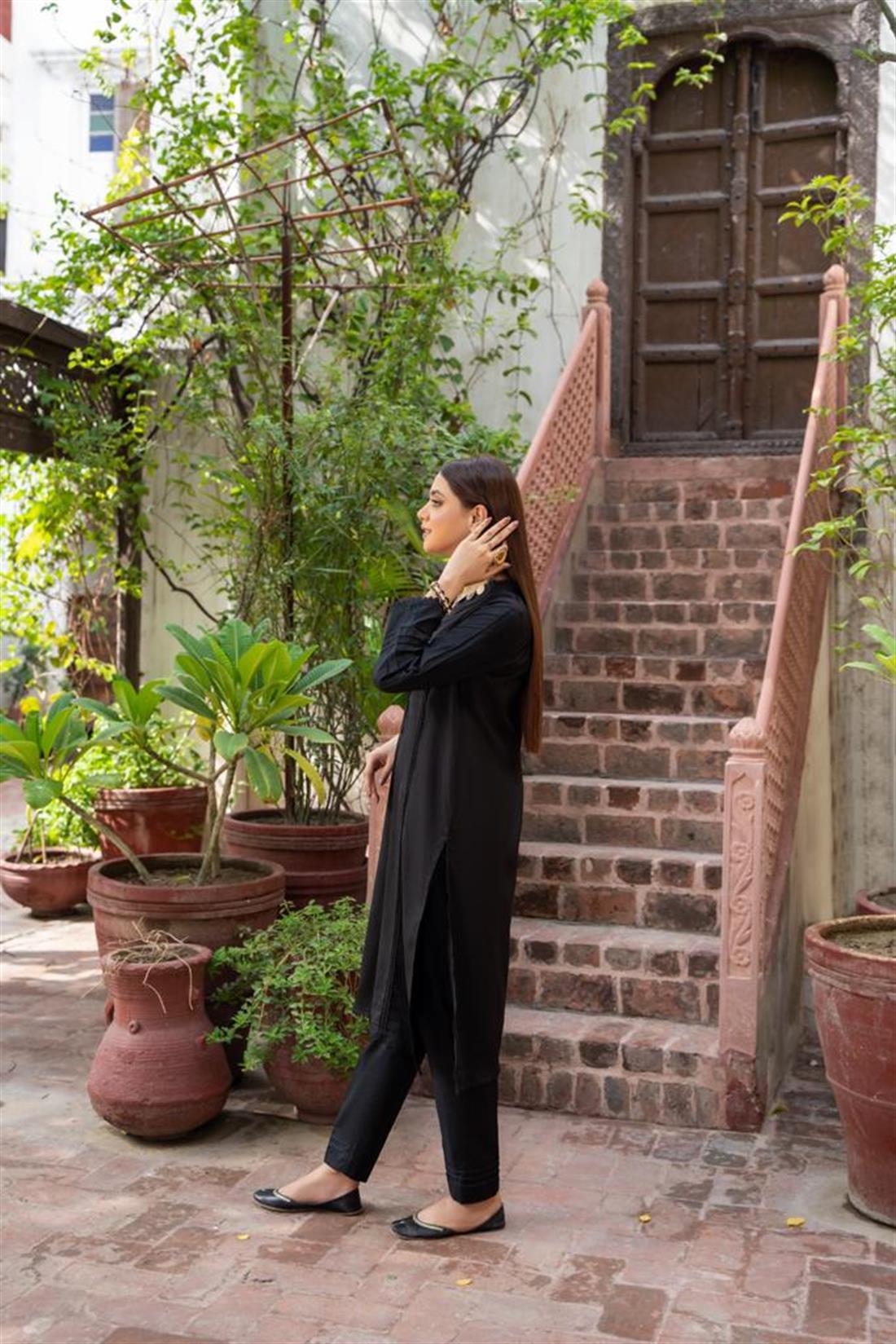 Black Cotton Ladies Readymade