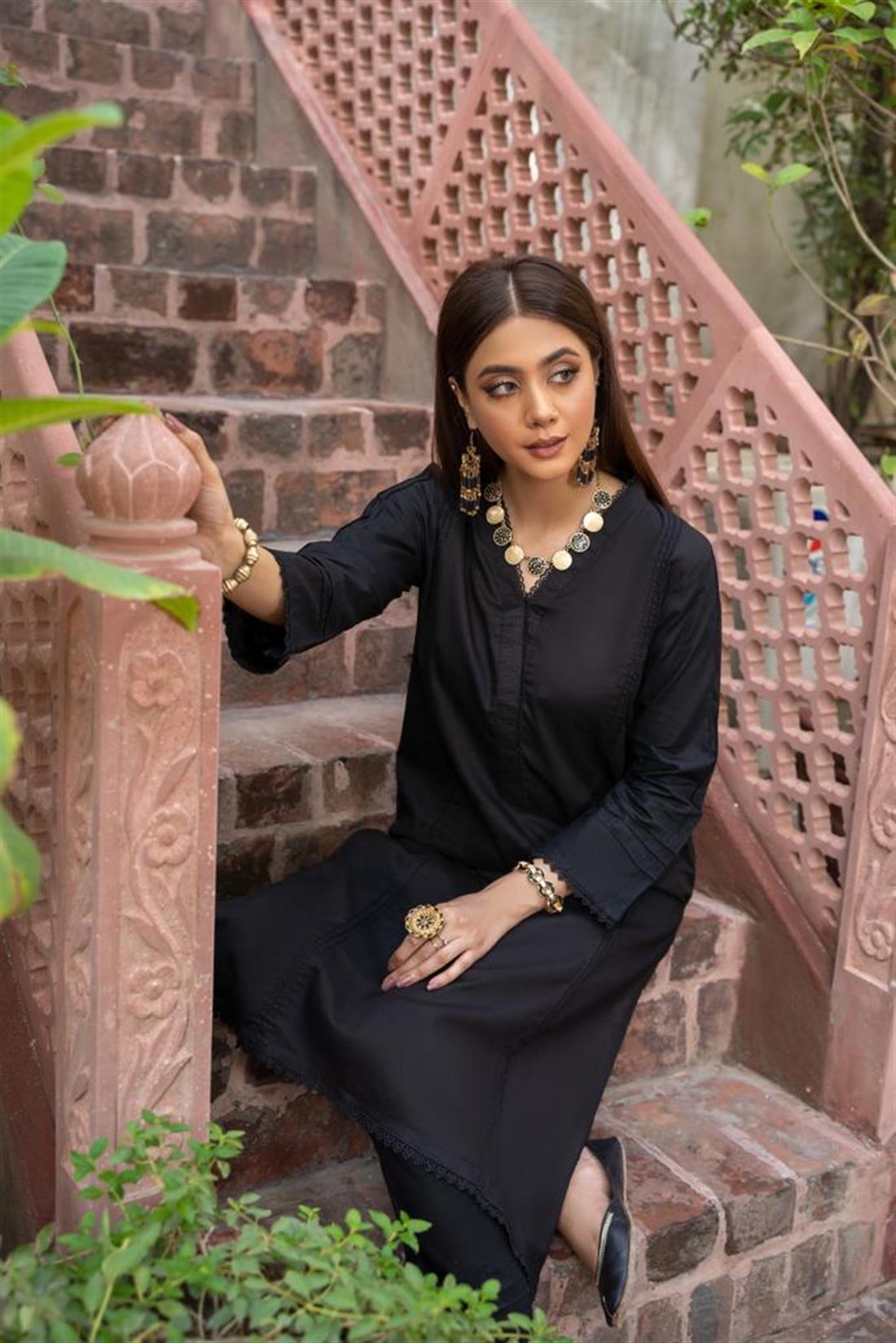 Black Cotton Ladies Readymade