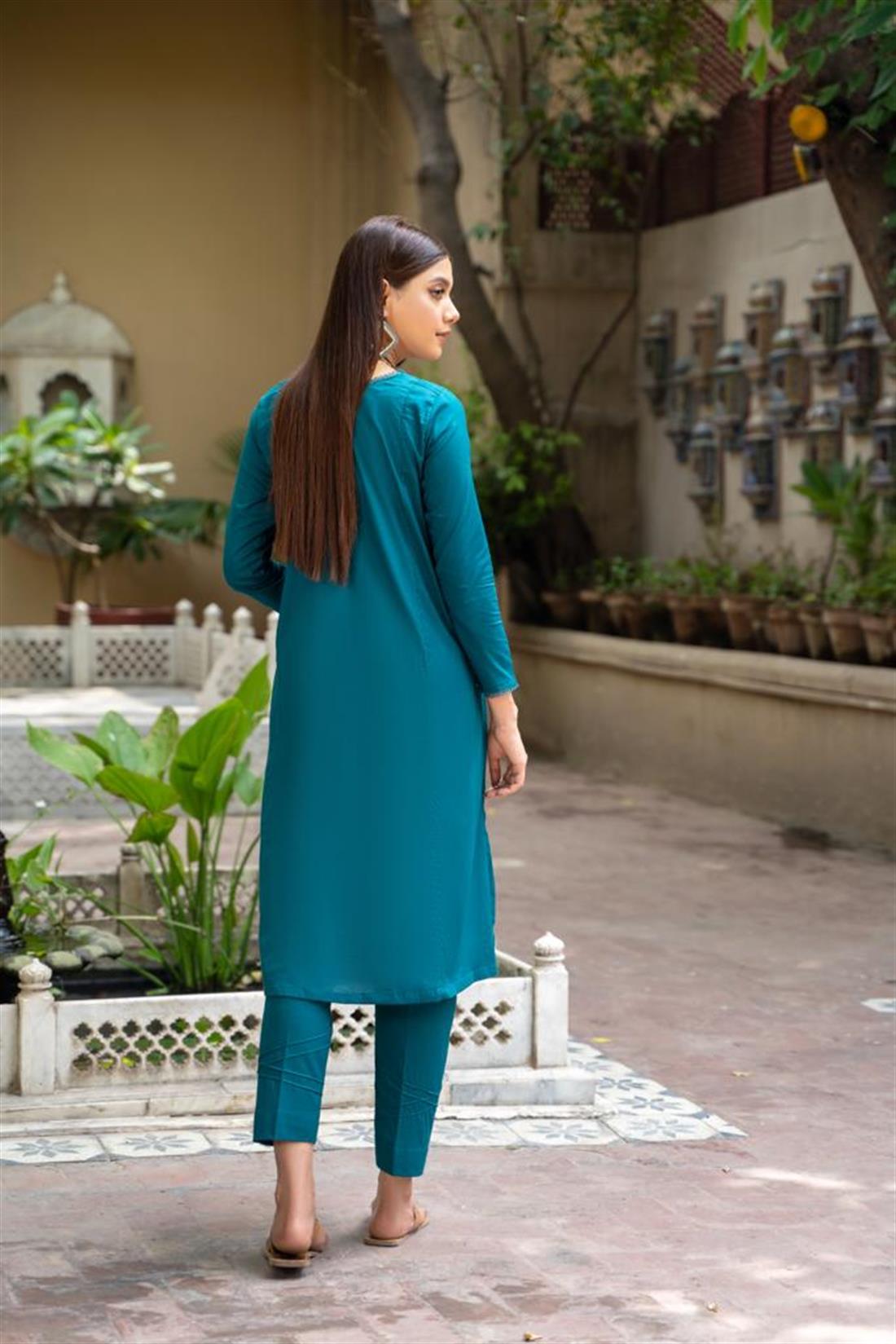 Teal 2 Piece Soft Cotton Readymade Salwar Suit
